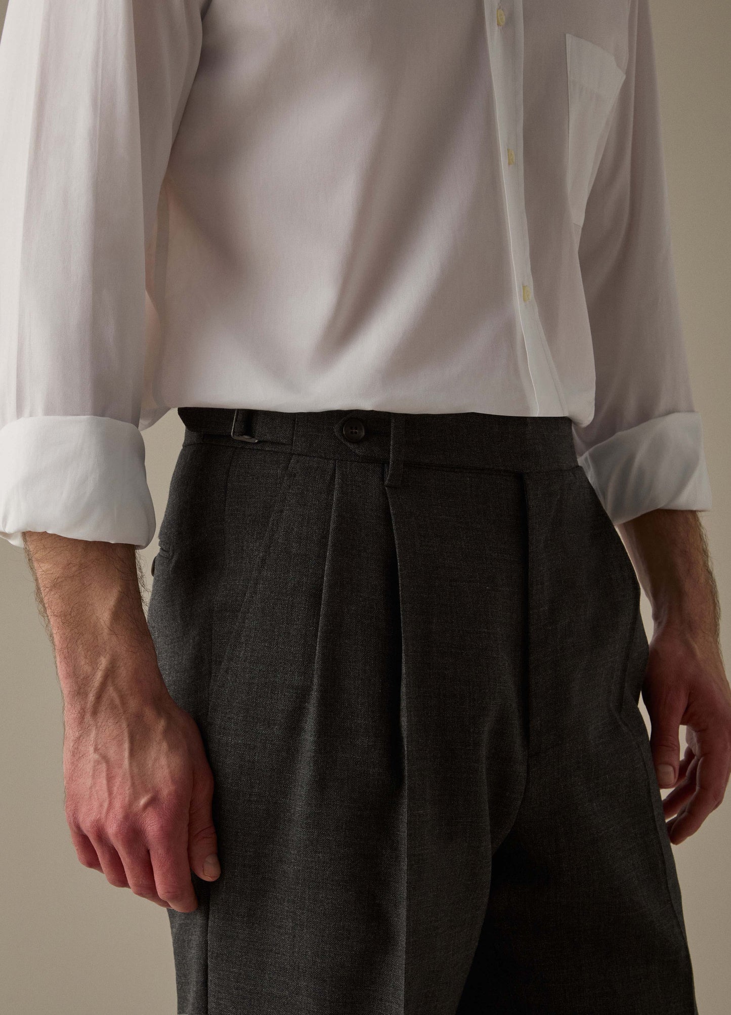 Antonio High Twist Wool Trousers - Mid Grey Berg & Berg