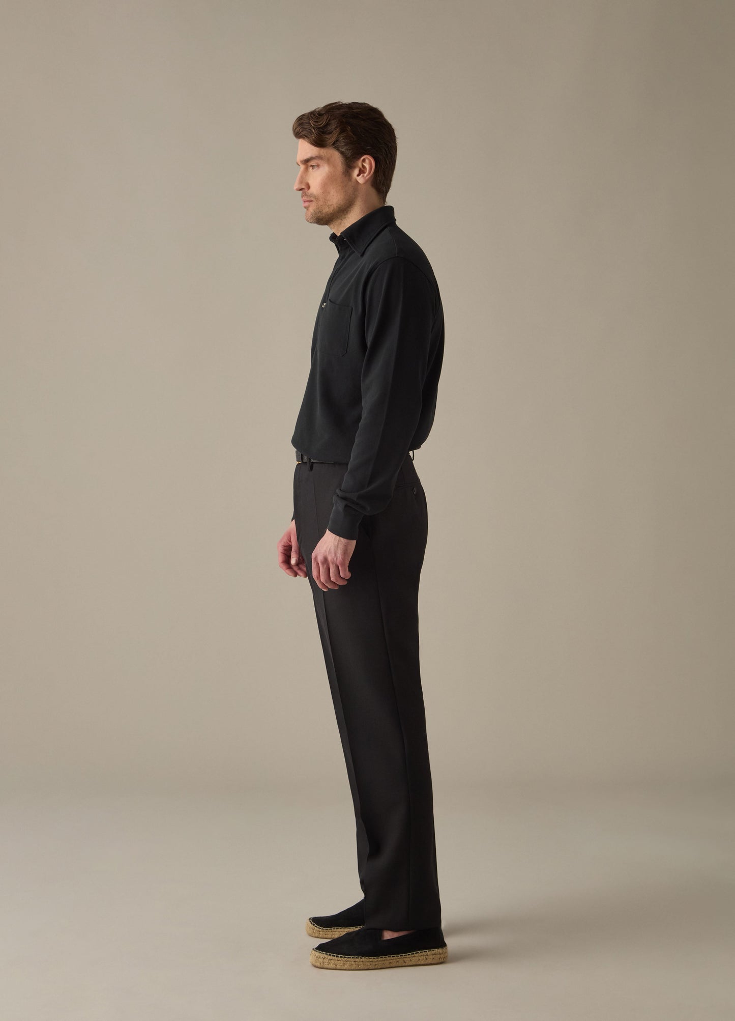 Alfie High Twist Wool Trousers - Black Berg & Berg