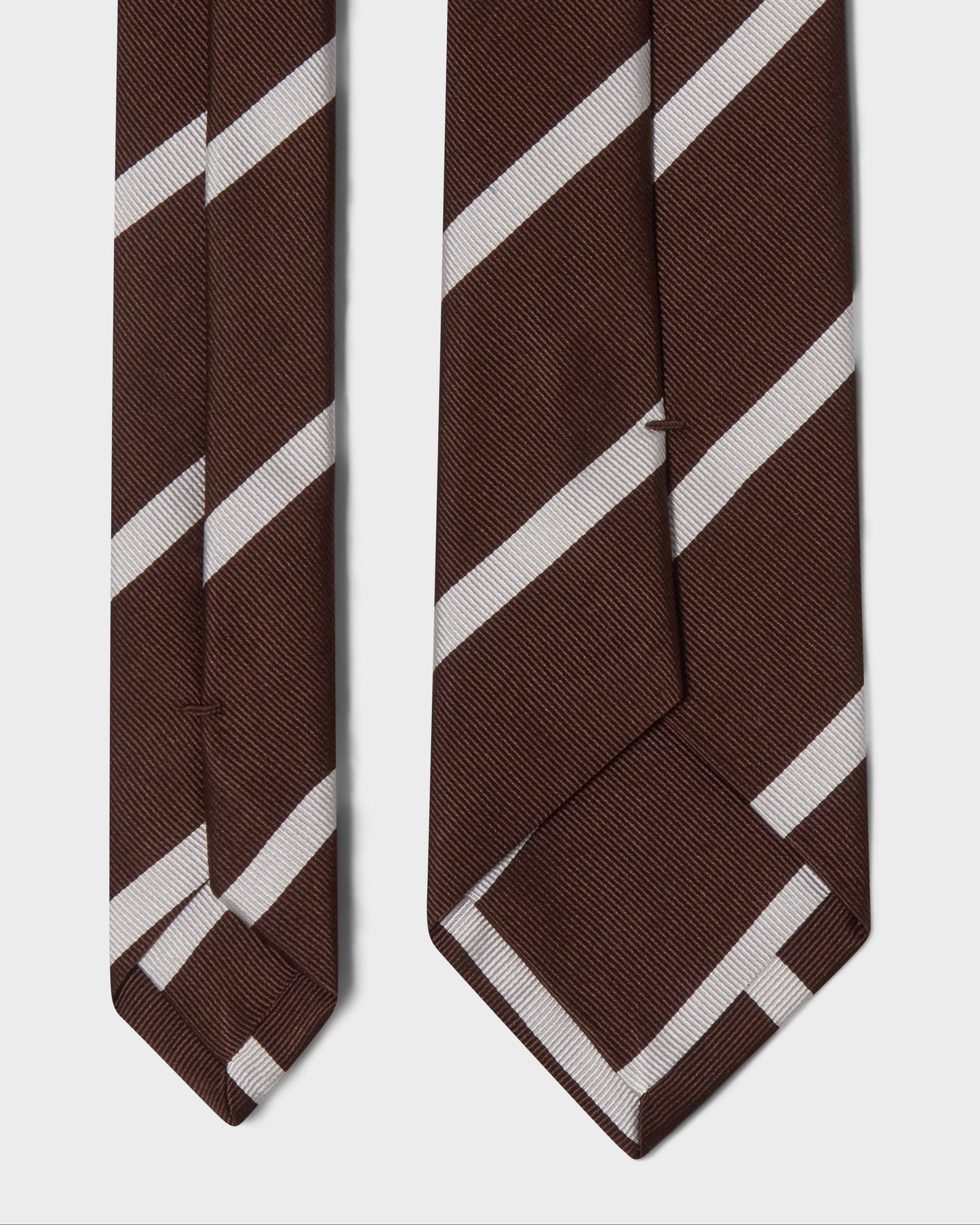 Striped Silk Tie - Brown/White Berg & Berg