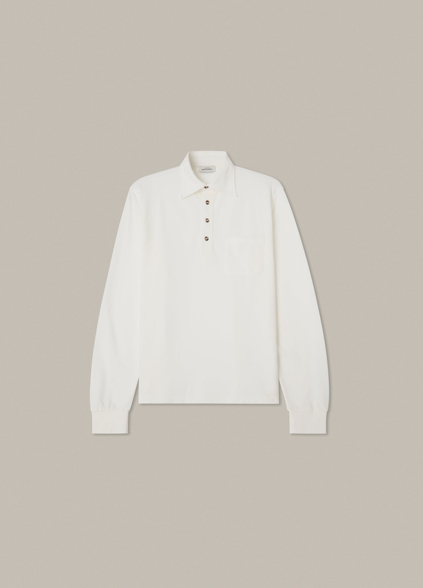 Teddy Long Sleeve Polo Shirt - White Berg & Berg
