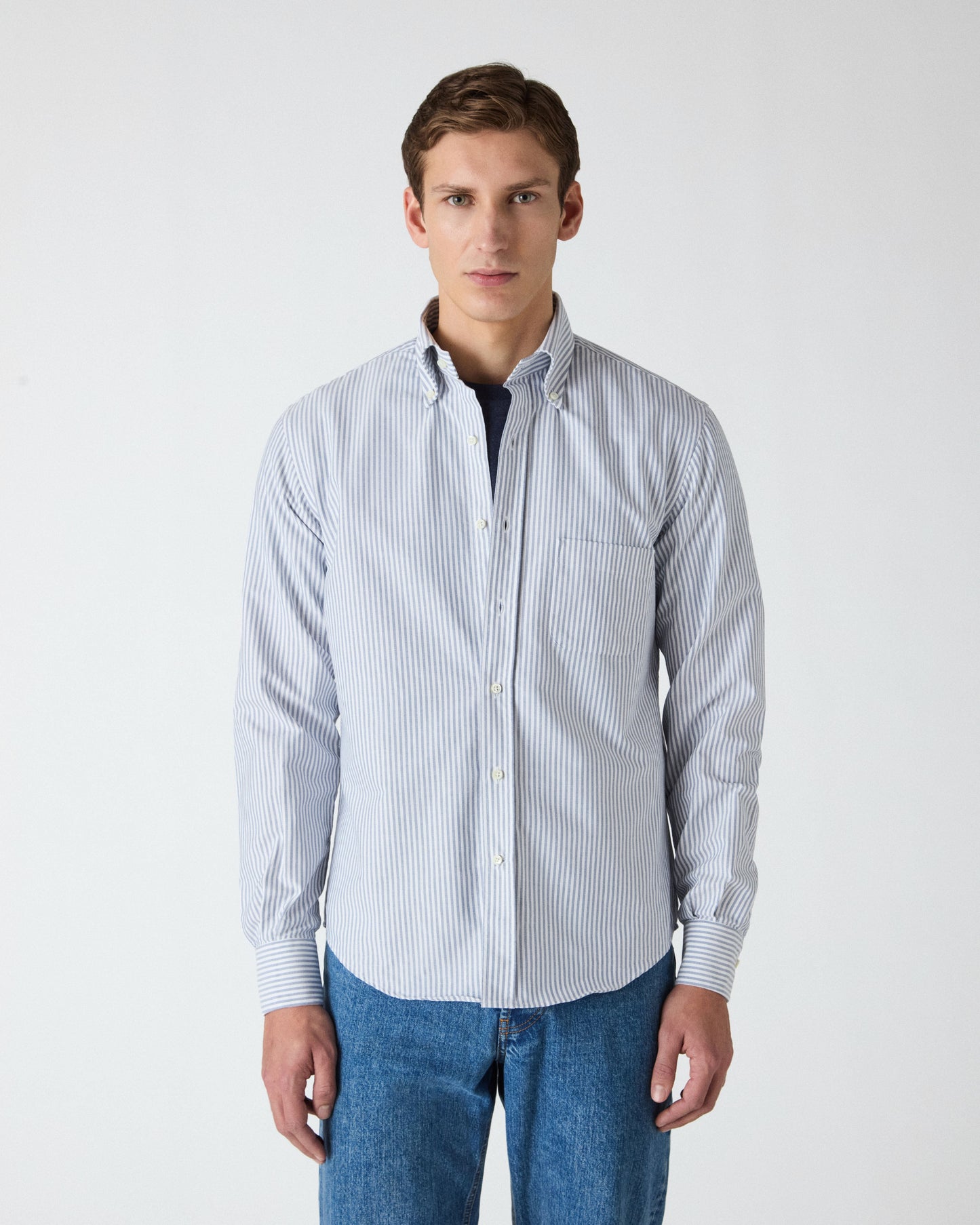 Ferdinand Oxford Button Down Shirt - White/Navy Berg & Berg