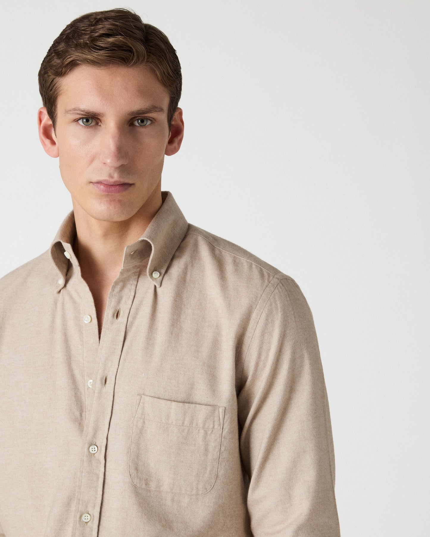 Ferdinand Cotton/Cashmere Button Down Shirt - Camel Berg & Berg