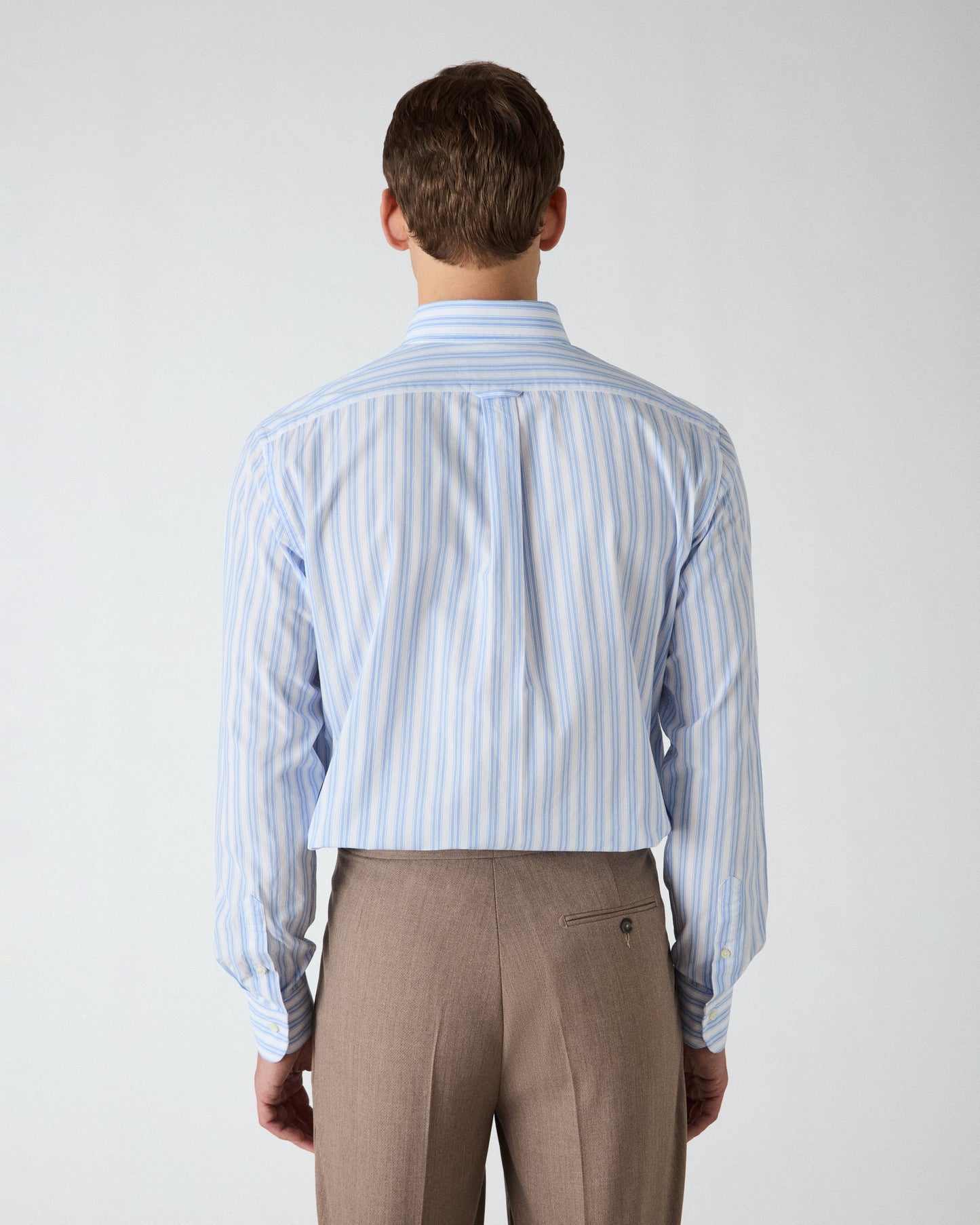 Ferdinand Poplin Button Down Shirt - White/Light Blue Berg & Berg