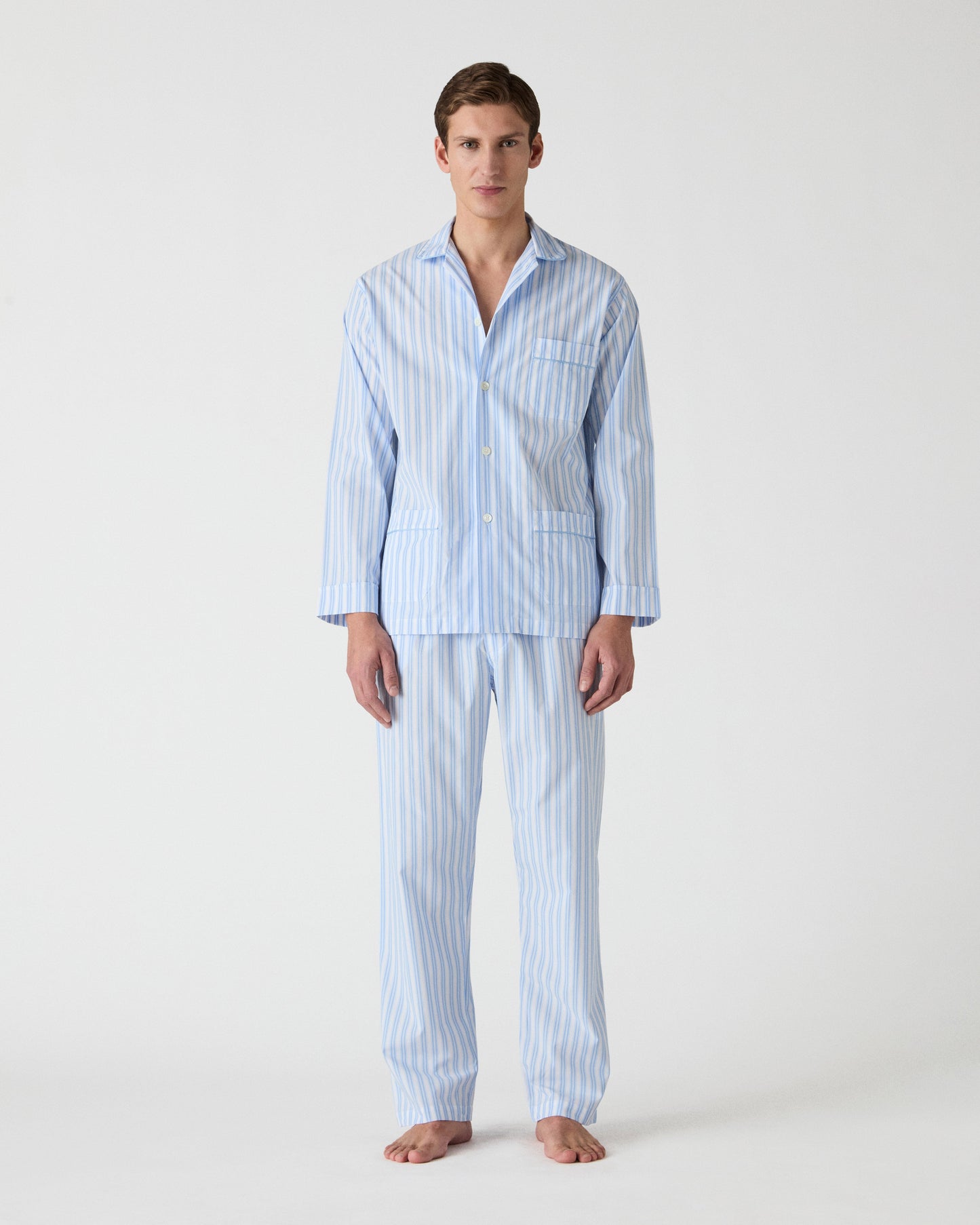 Olle Poplin Pyjama - White/Light Blue Berg & Berg