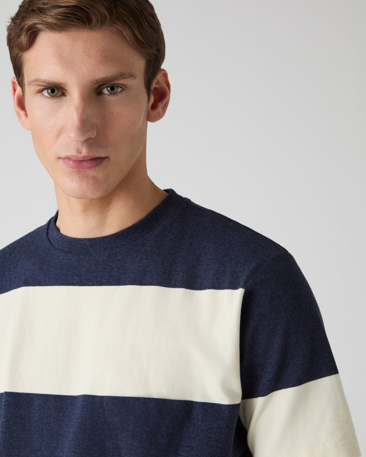 Torgny T-Shirt - Navy/White Block Stripe Berg & Berg