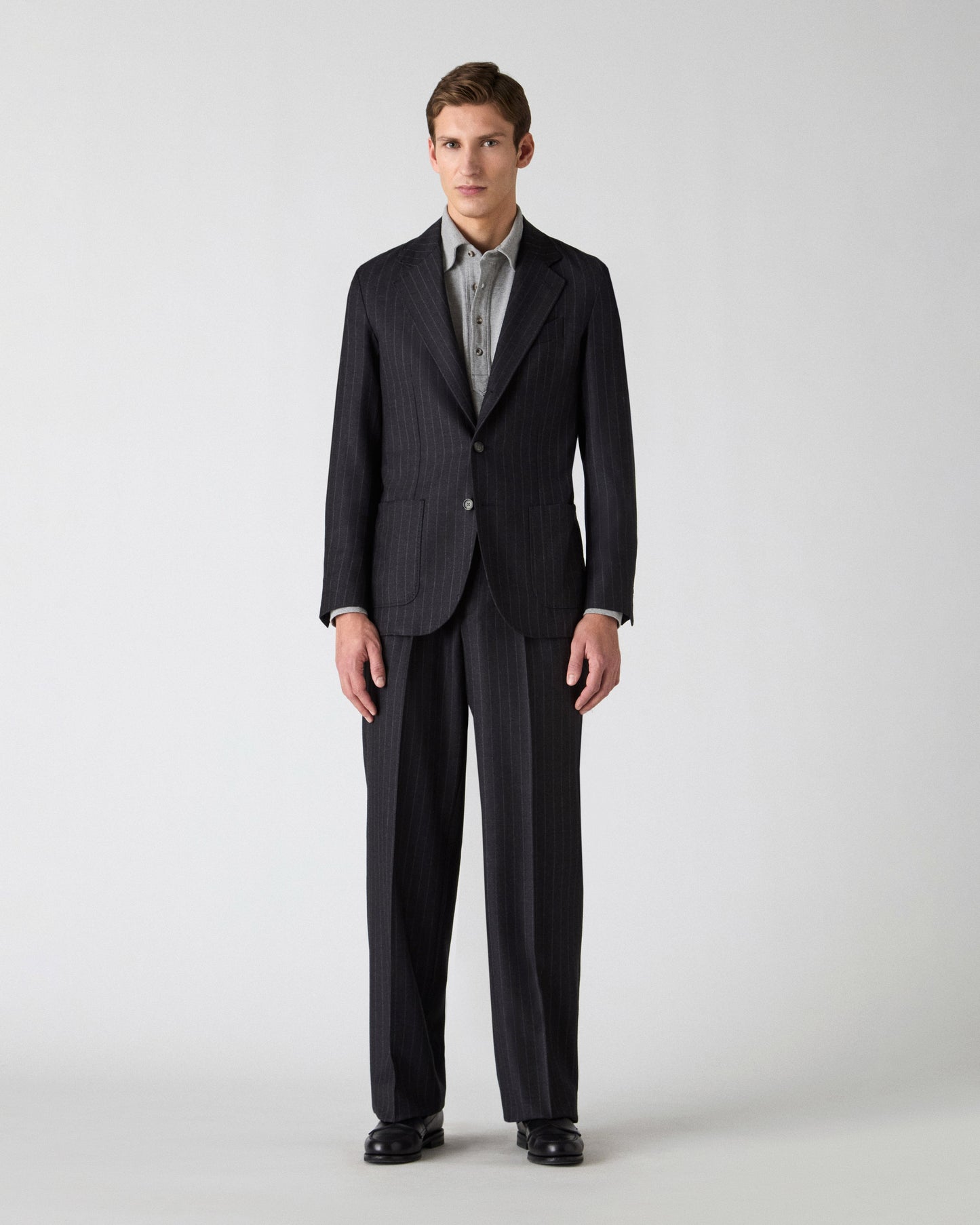 Dante Chalk Stripe Suit - Grey Berg & Berg