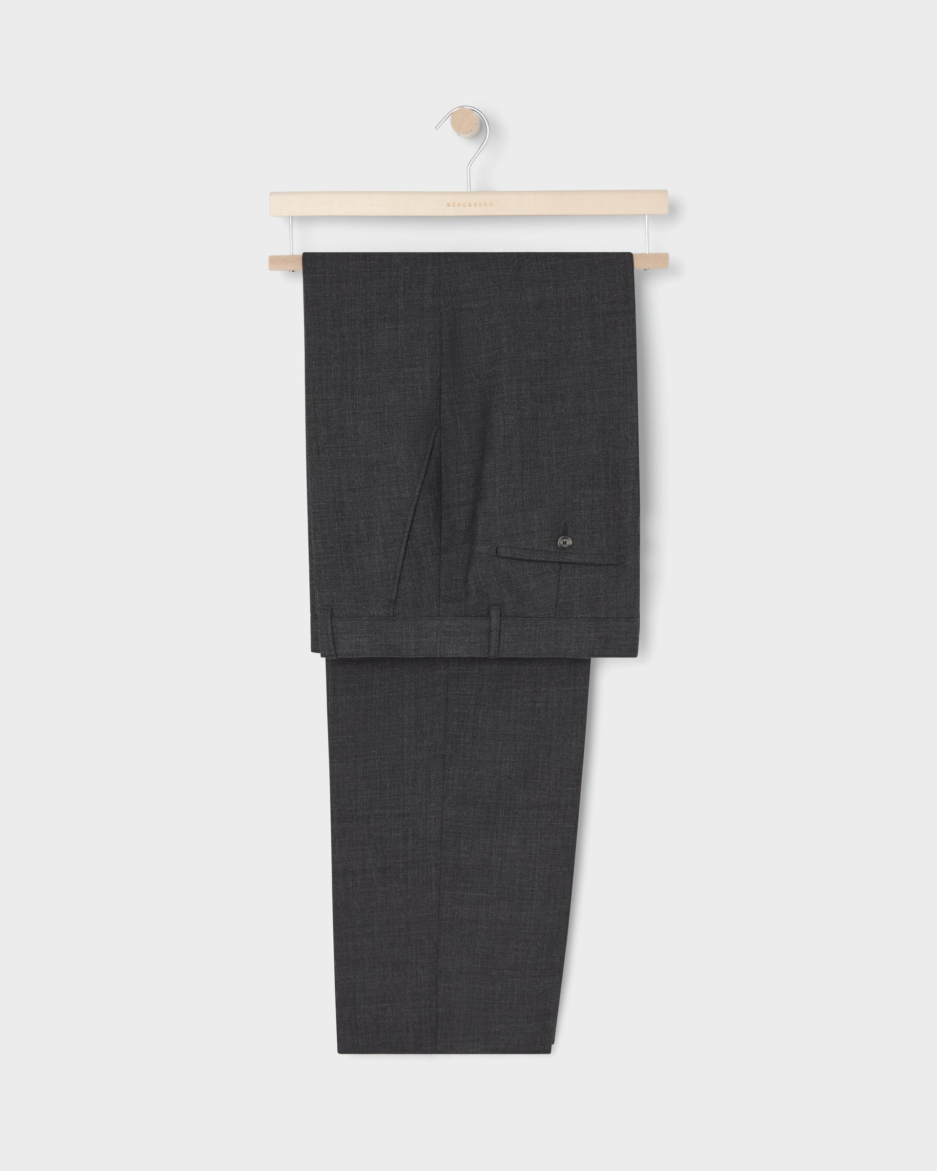 Alfredo High Twist Wool Trousers - Mid Grey Berg & Berg