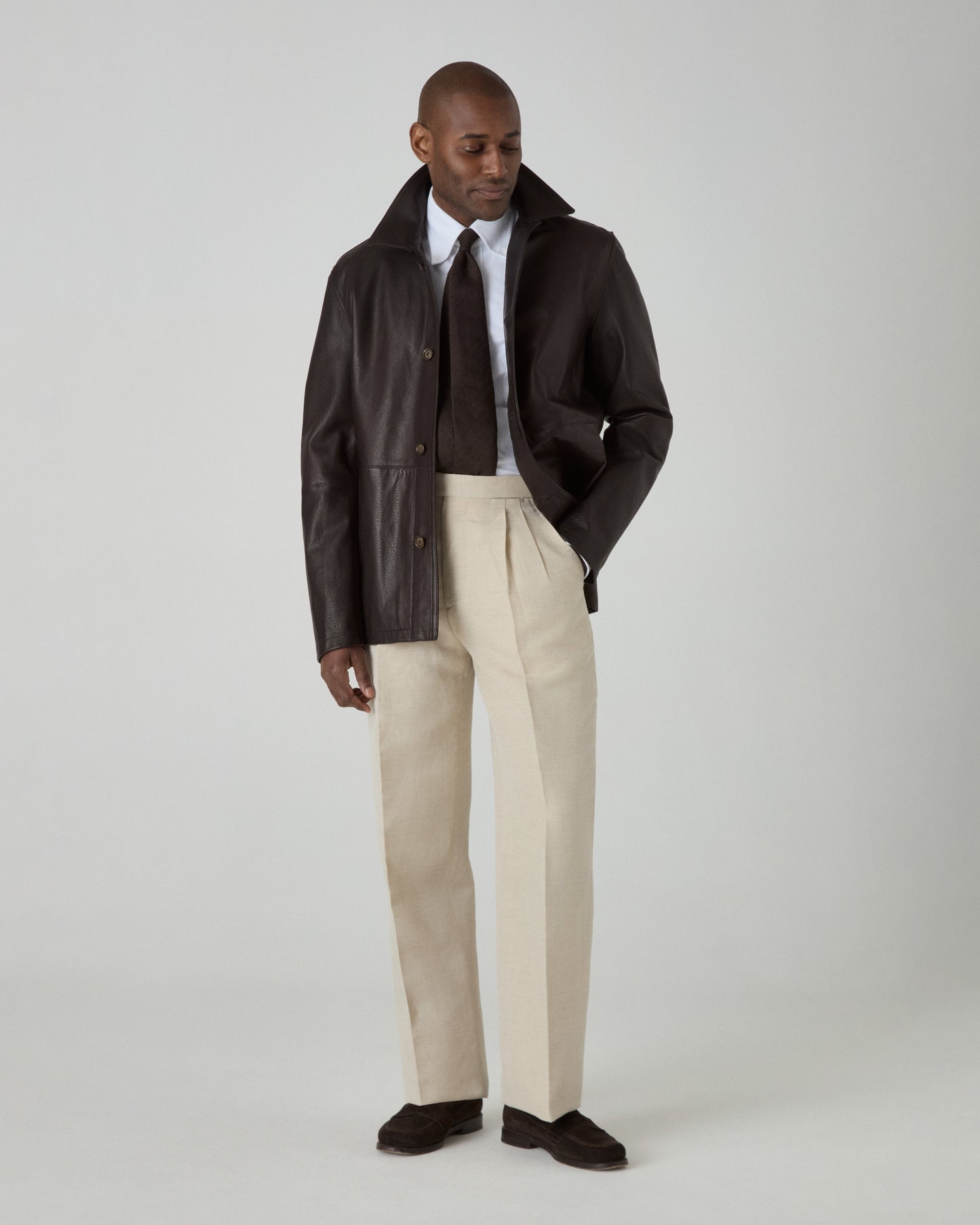 Noel Tumbled Leather Jacket - Dark Brown Berg & Berg