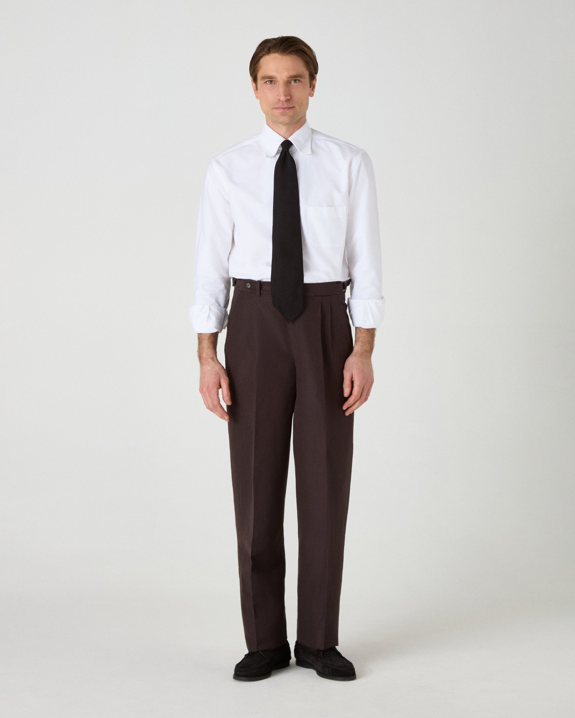 August Wool/Linen Trousers - Brown Berg & Berg