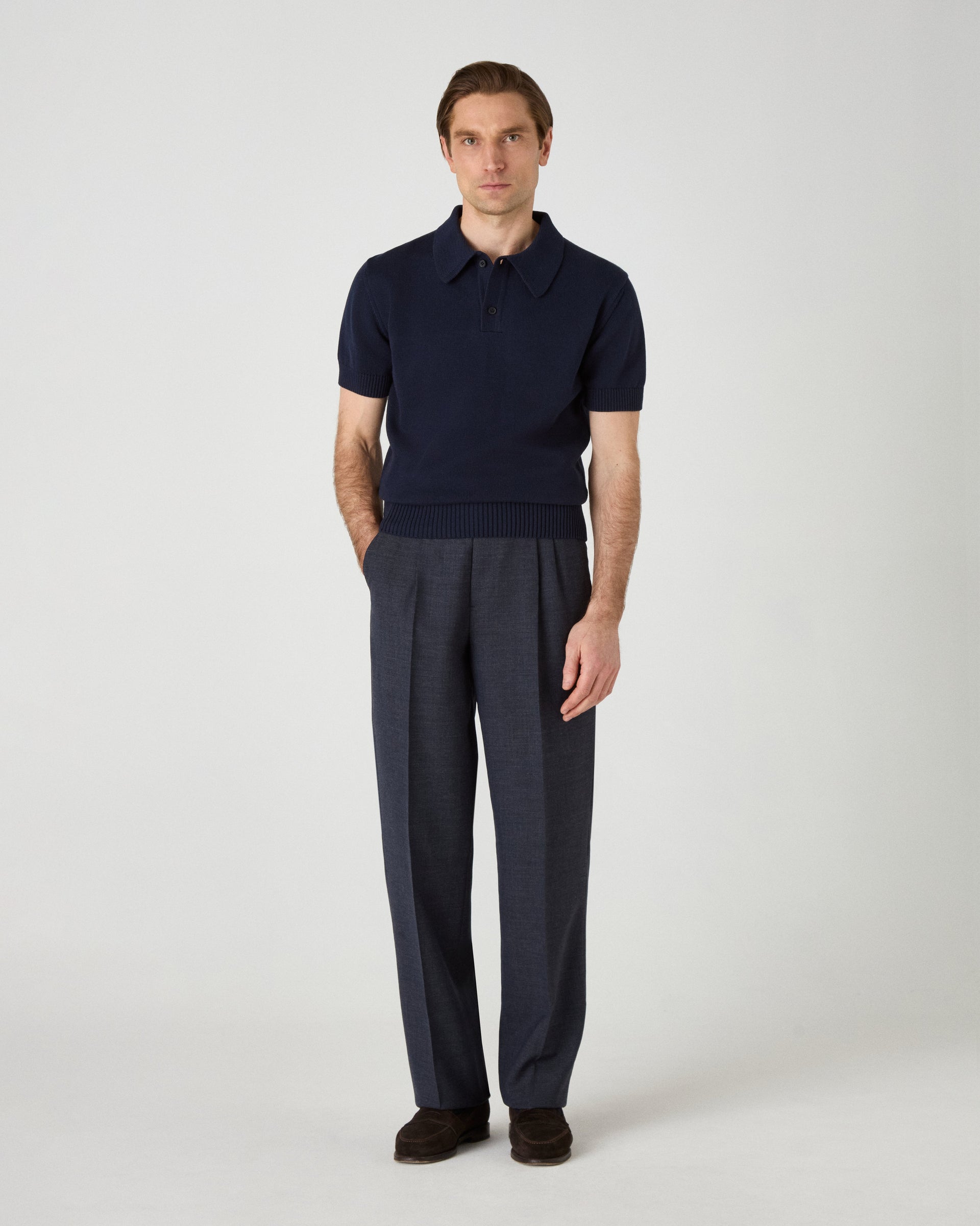 August High Twist Wool Trousers - Air Force Blue Berg & Berg