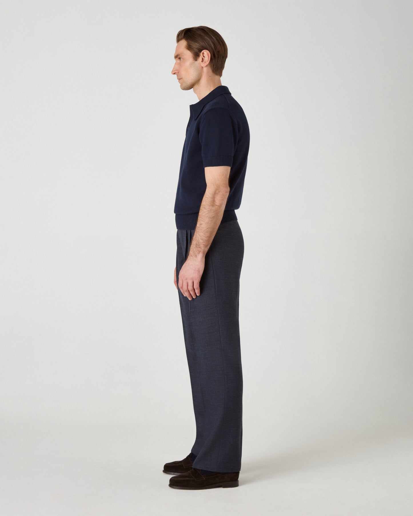 August High Twist Wool Trousers - Air Force Blue Berg & Berg