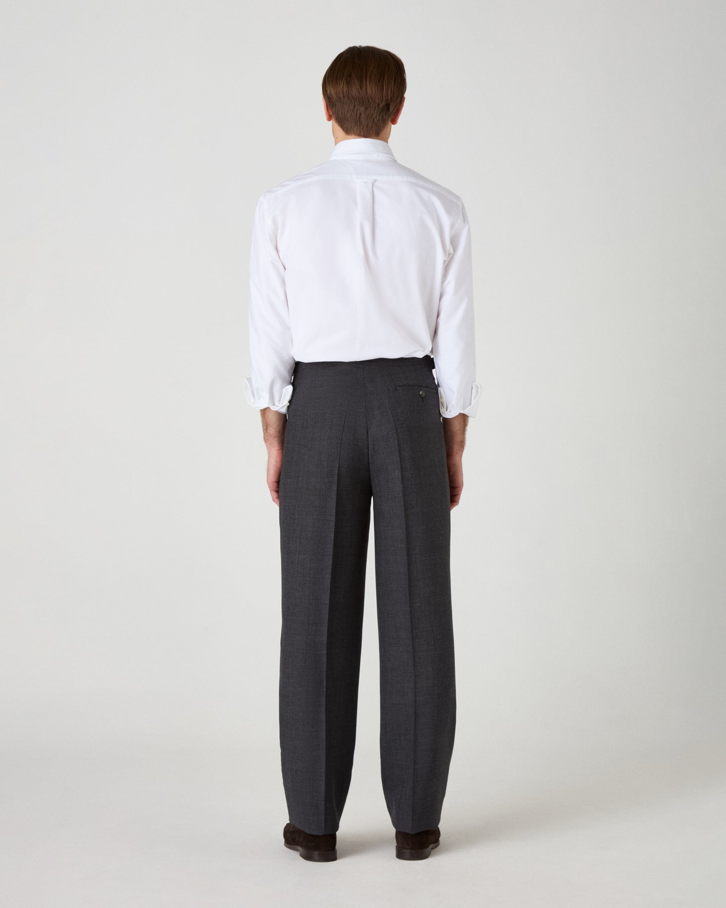 August High Twist Wool Trousers - Mid Grey | Berg & Berg