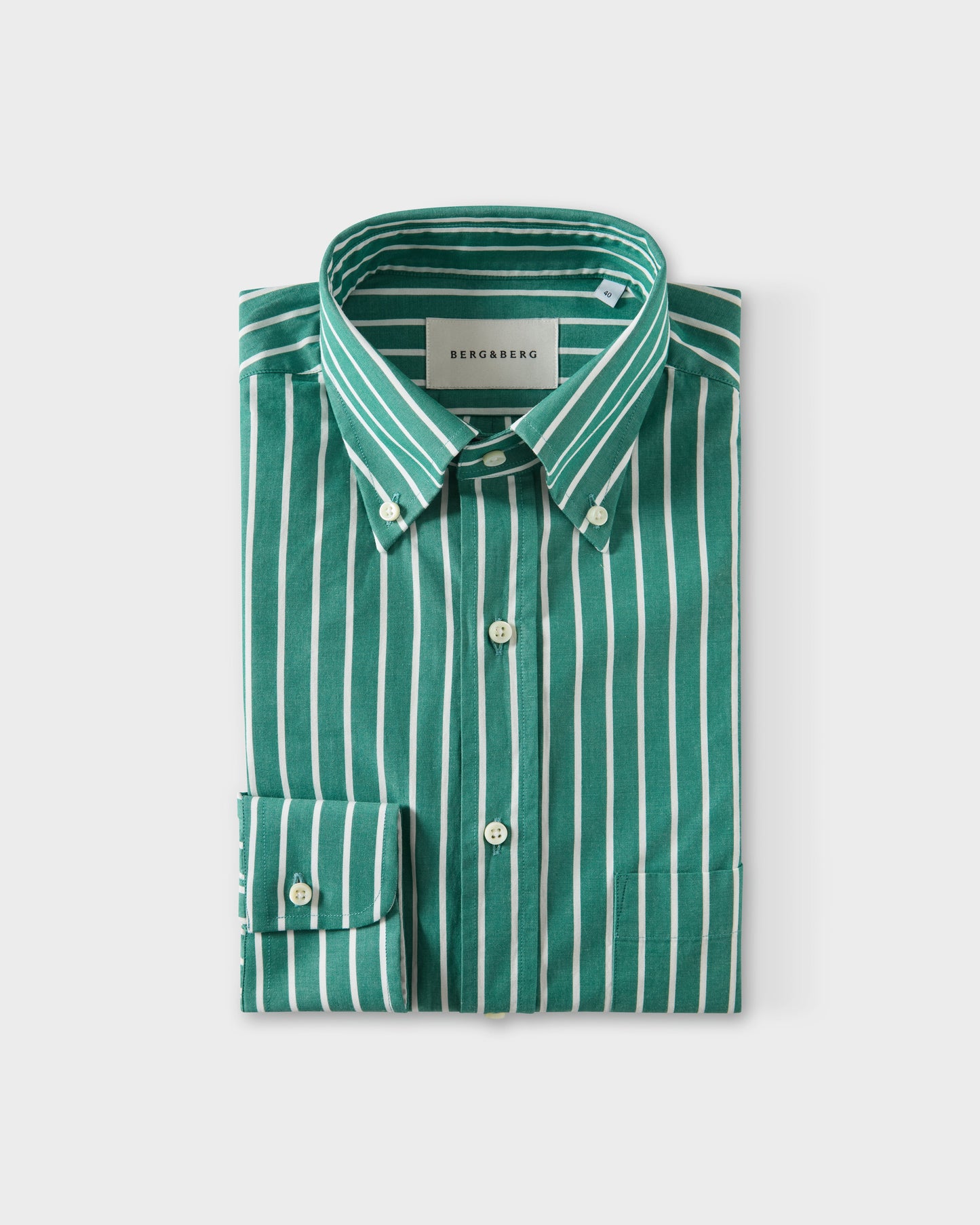 Ferdinand Poplin Button Down Shirt - Pine/White Berg & Berg