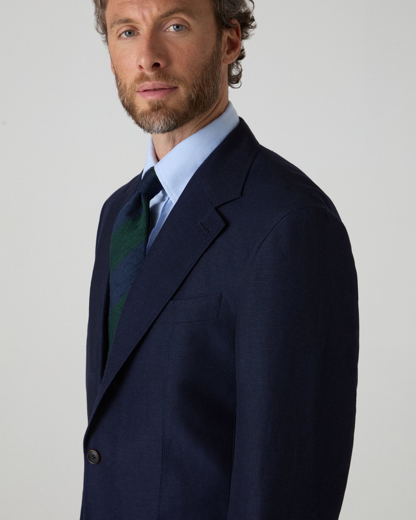 Dag Sport Wool/Linen Suit Jacket - Light Navy Berg & Berg