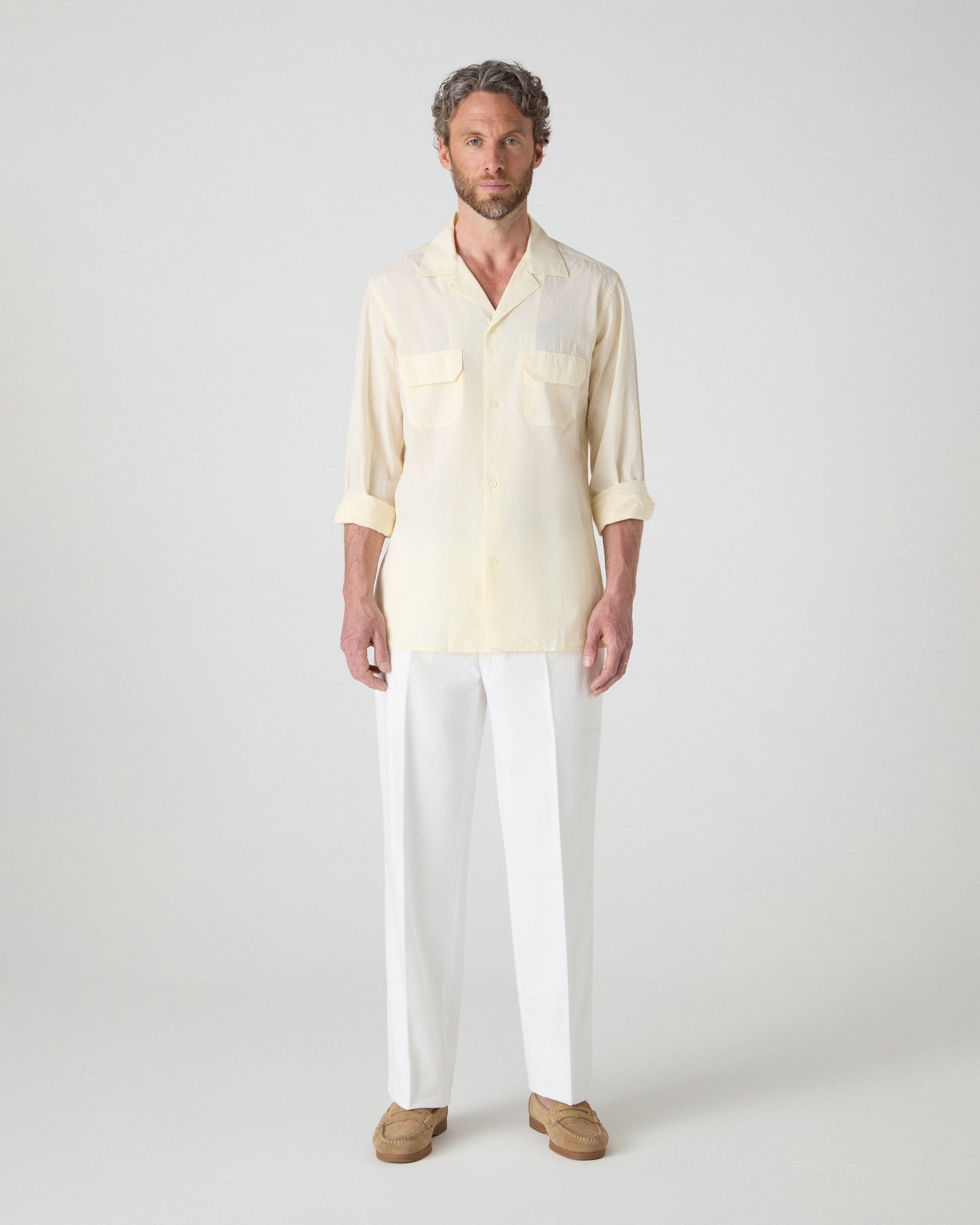 Fred Camp Collar Shirt - Pale Lemon Berg & Berg