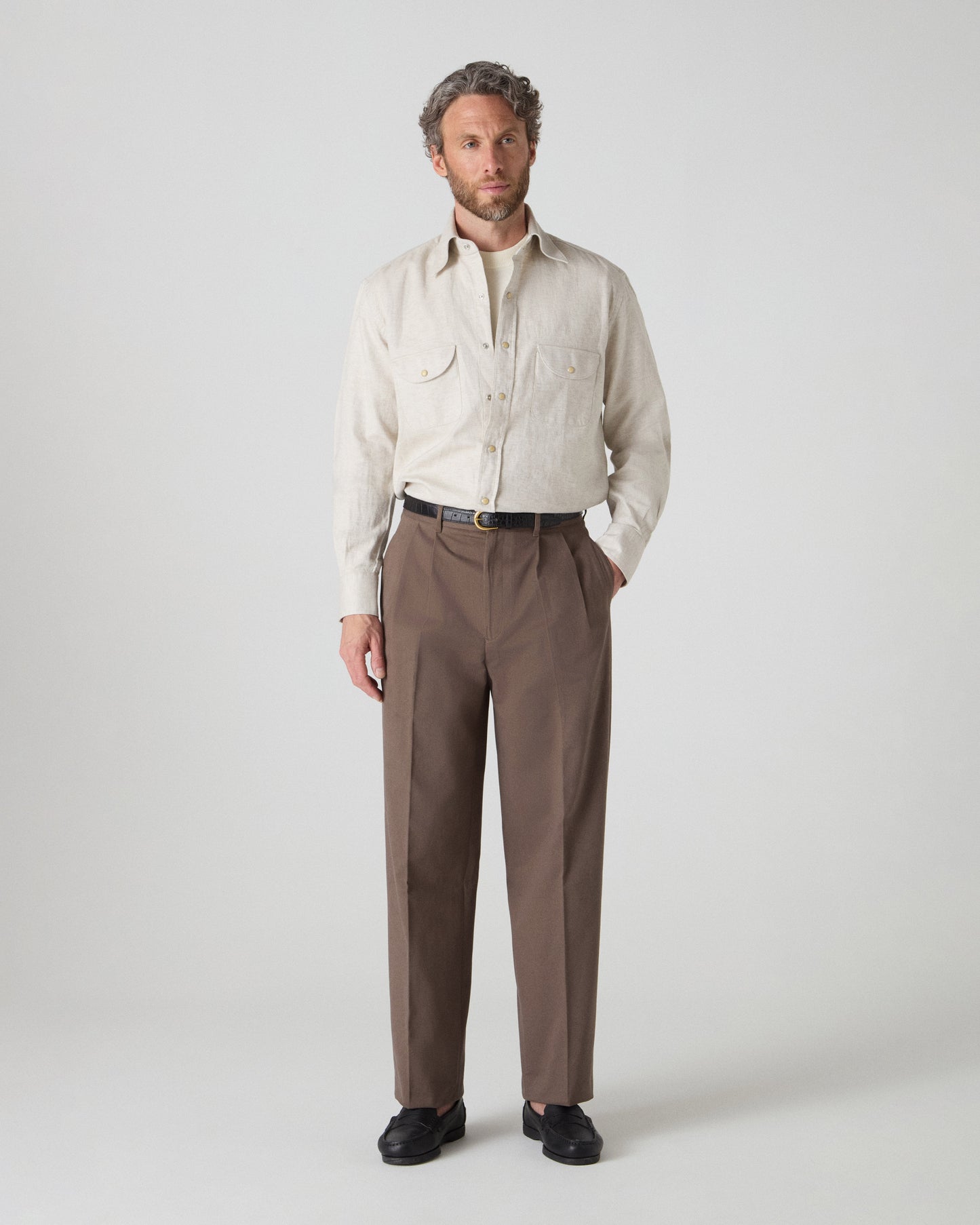 Fernando Western Shirt - Sand | Berg & Berg