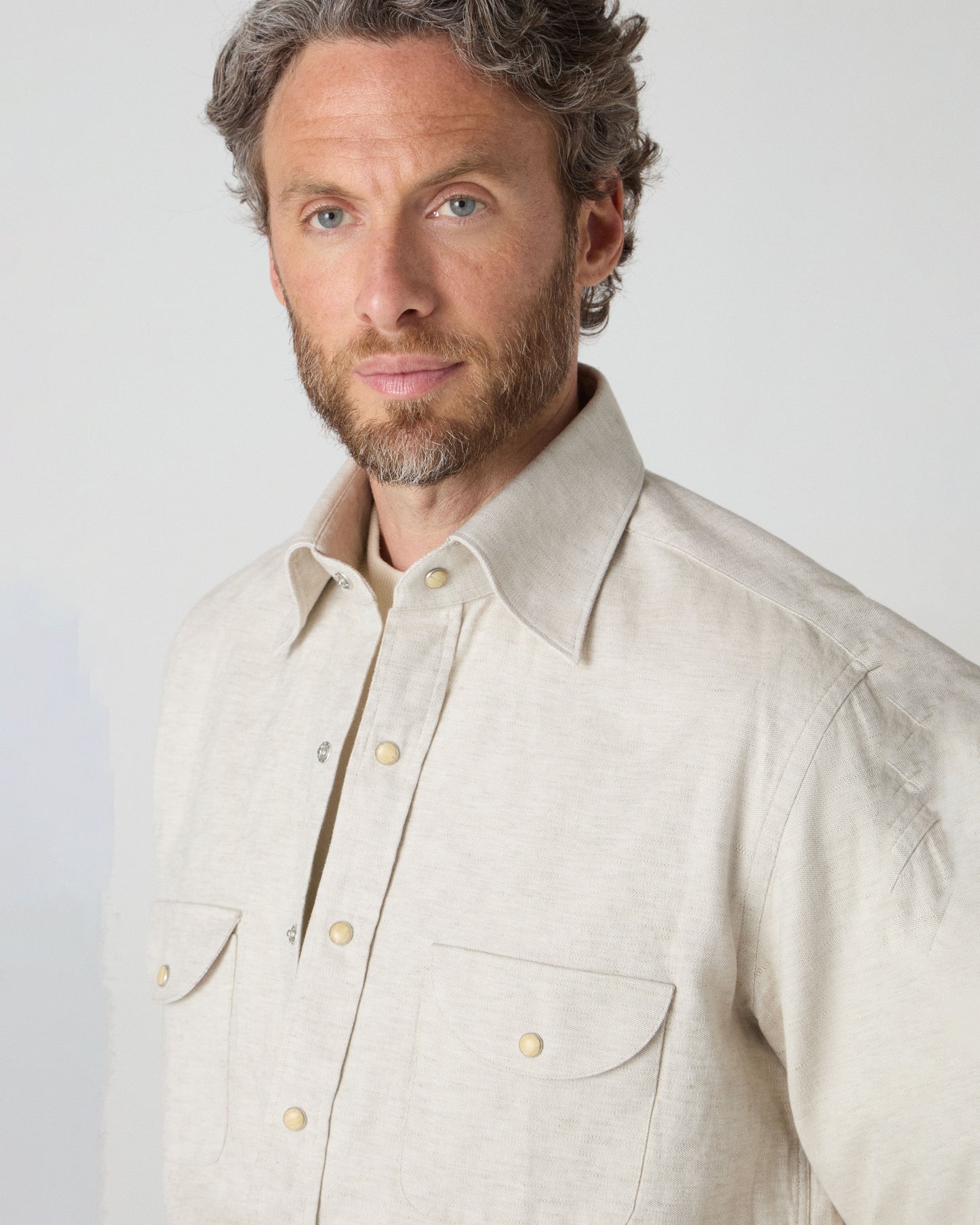 Fernando Western Shirt - Sand | Berg & Berg