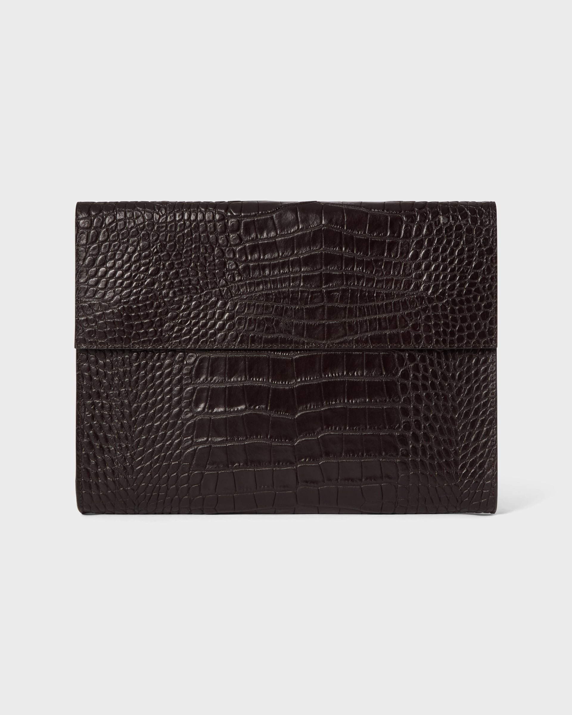 Croco Calf Laptop Portfolio - Dark Brown Berg&Berg
