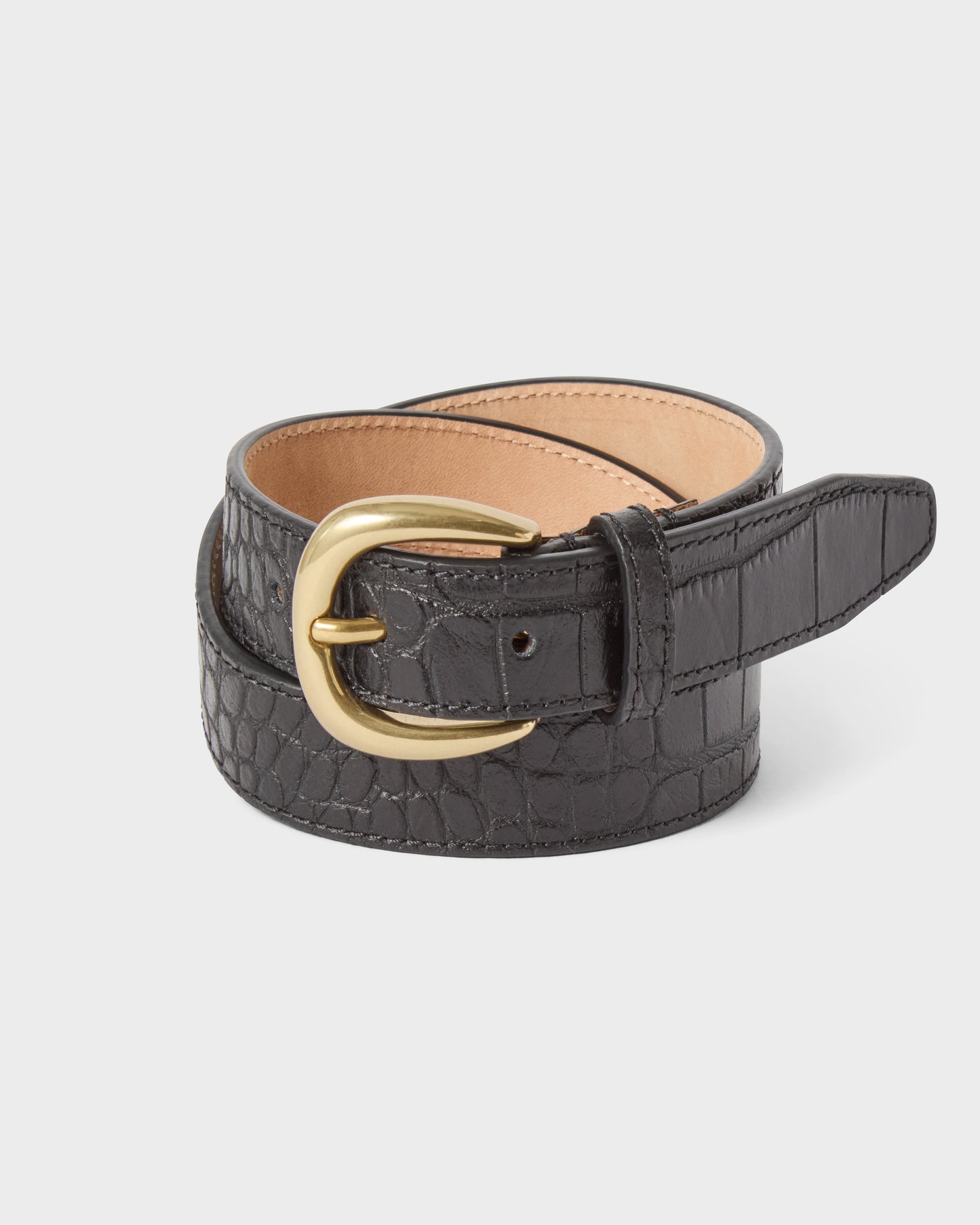 Leather Belt - Black Croco Berg & Berg