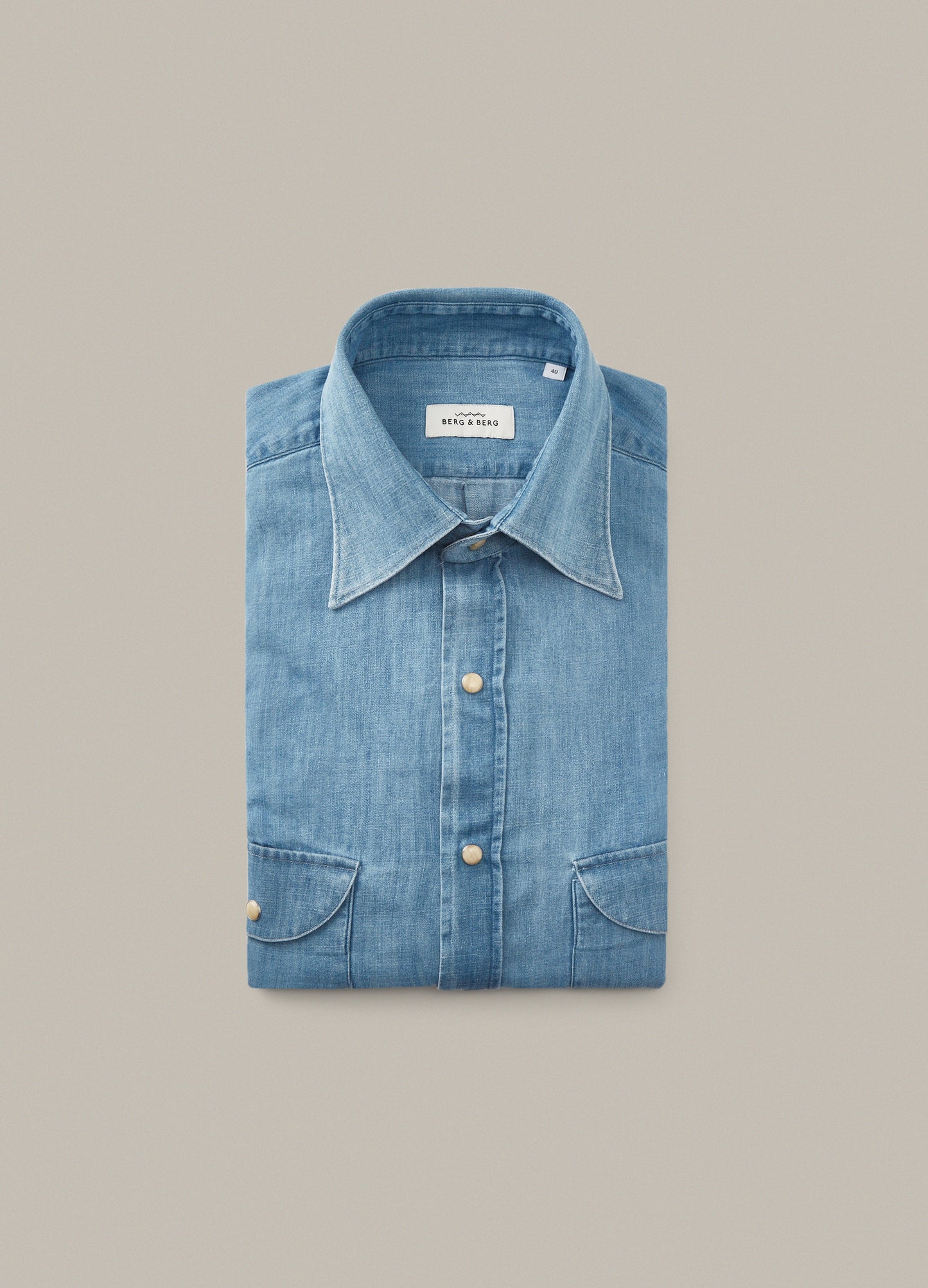 Fernando Western Shirt - Light Washed Denim | Berg & Berg