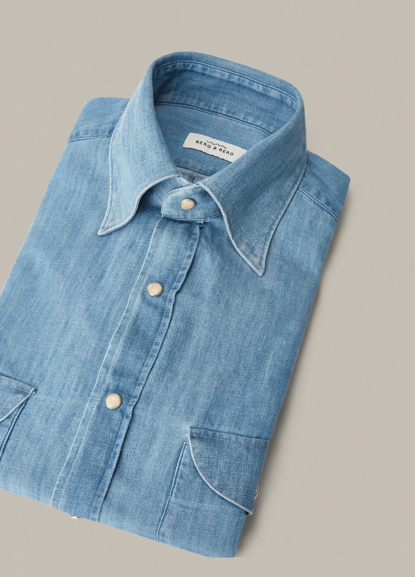 Fernando Western Shirt - Light Washed Denim | Berg & Berg