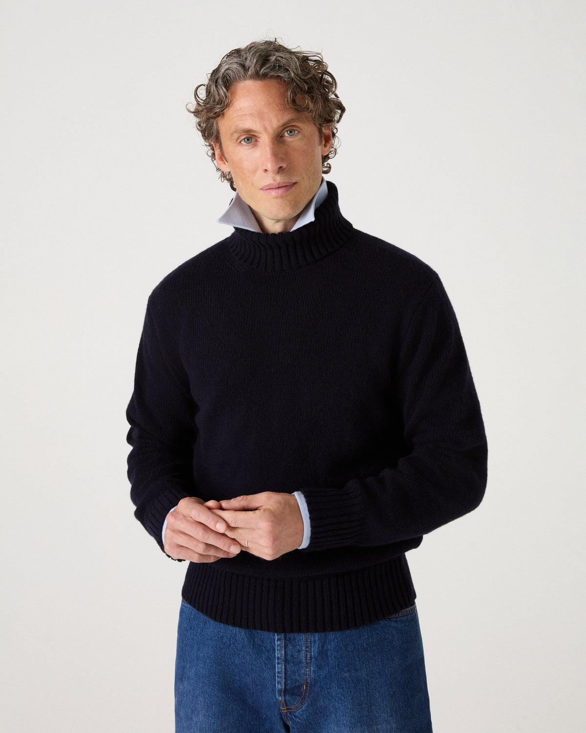 Bernhard Roll Neck Sweater - Navy bergbergstore