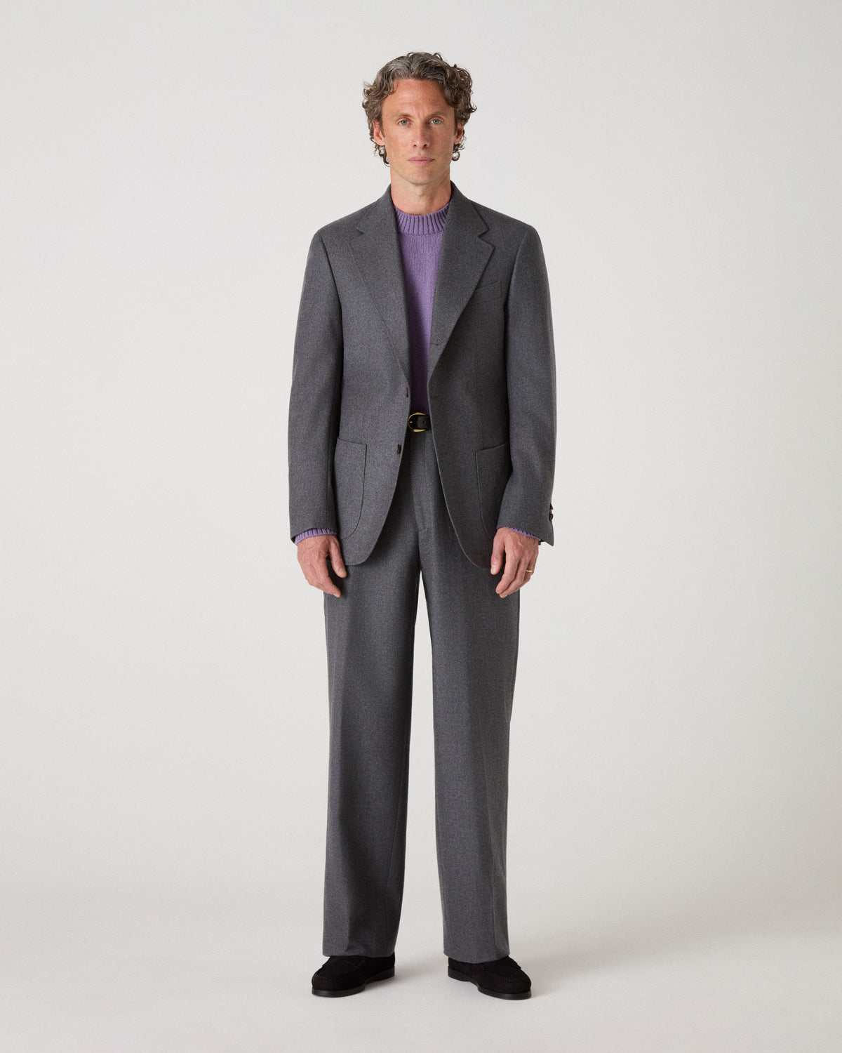 Dag Flannel Suit Jacket - Mid Grey Berg & Berg