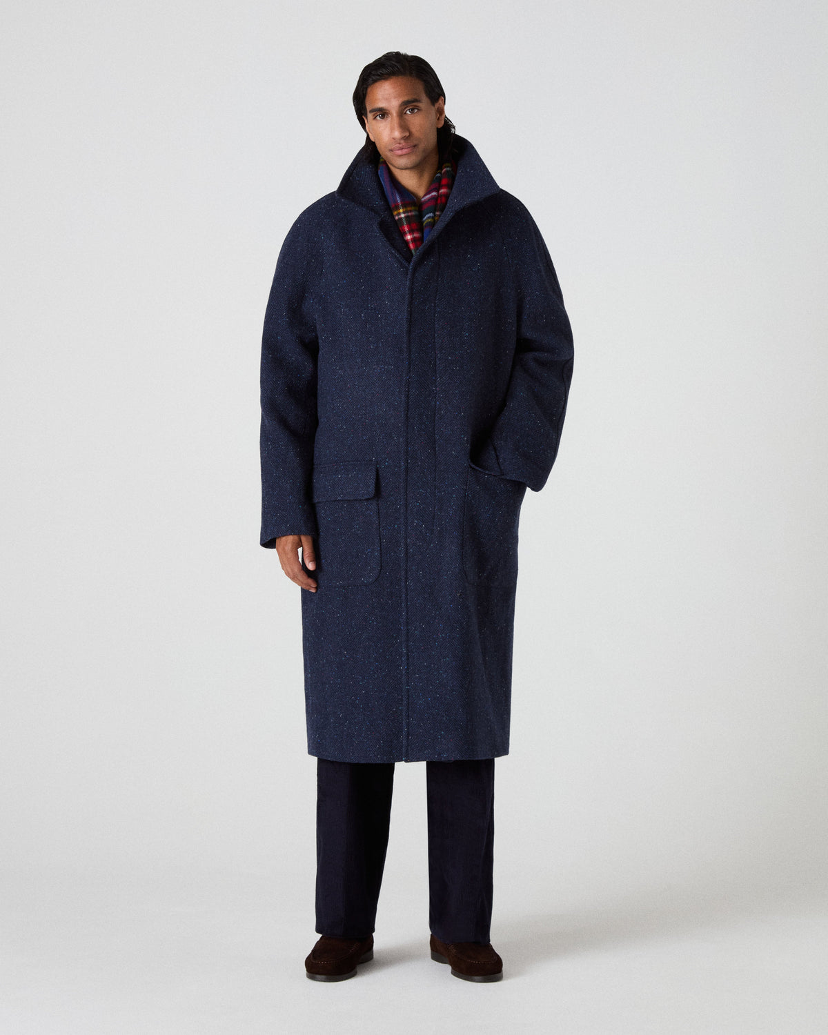 Nelson II Tweed Raglan Coat - Navy Berg & Berg