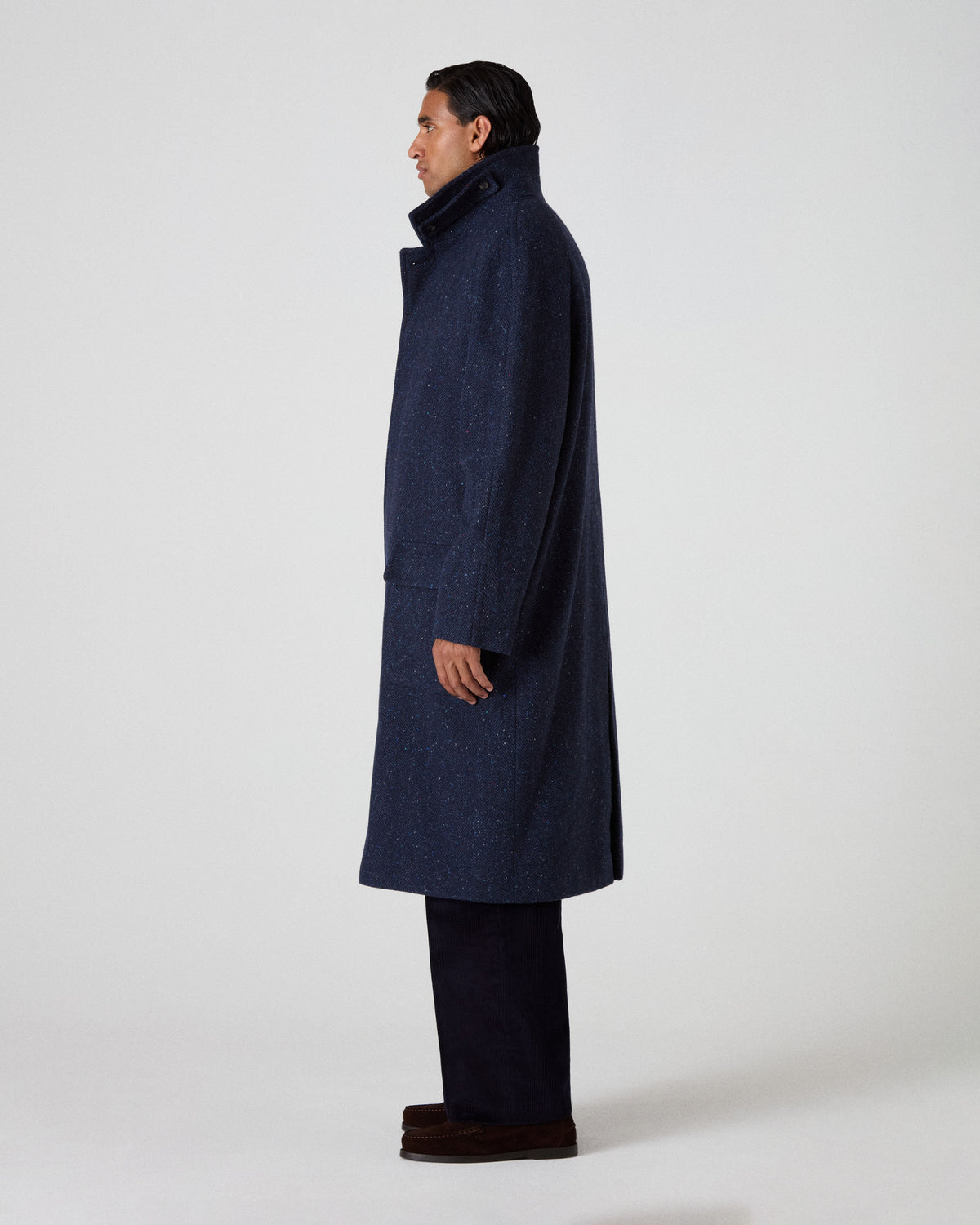 Nelson II Tweed Raglan Coat - Navy Berg & Berg