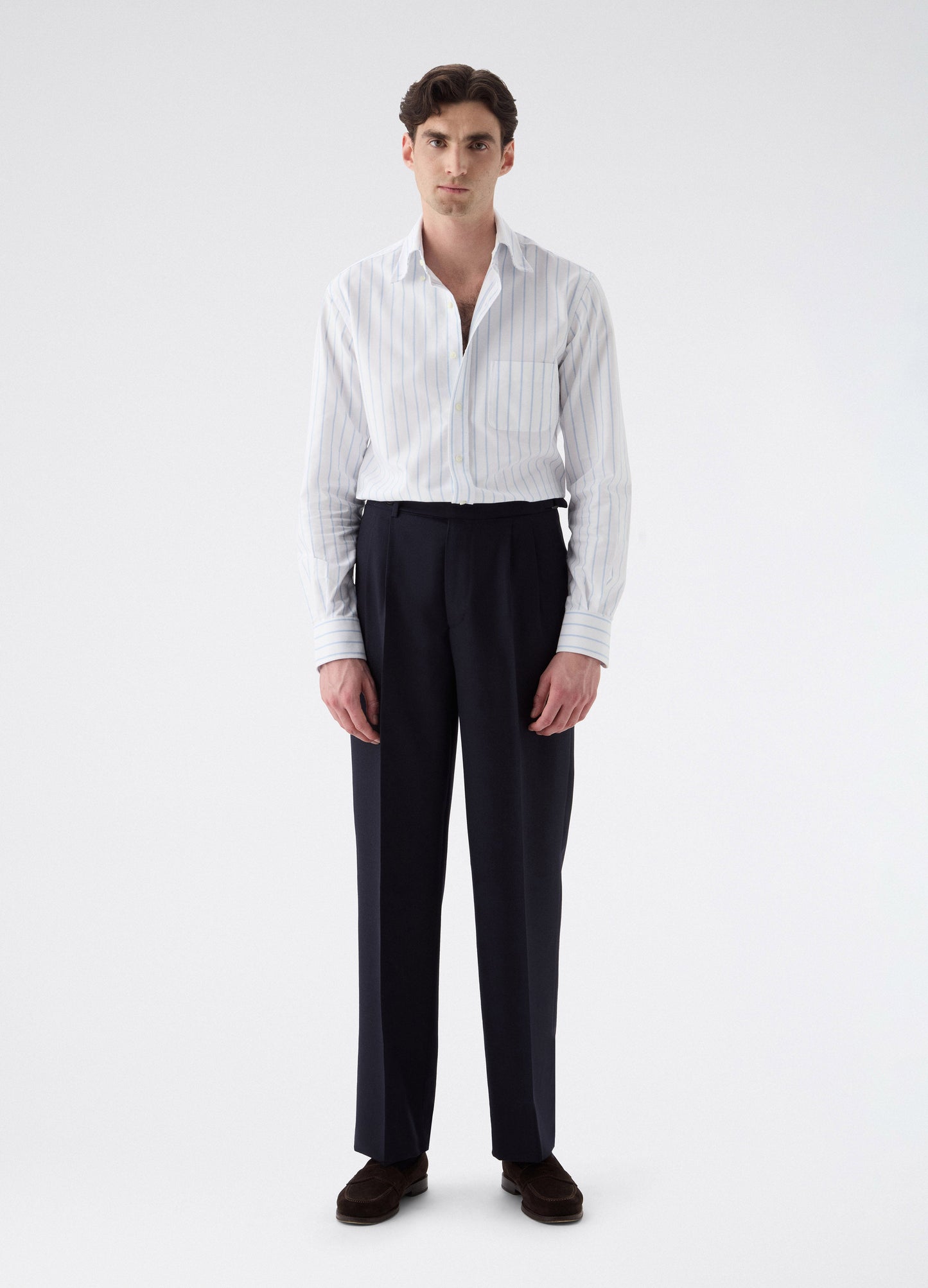 August High Twist Wool Trousers - Navy | Berg & Berg