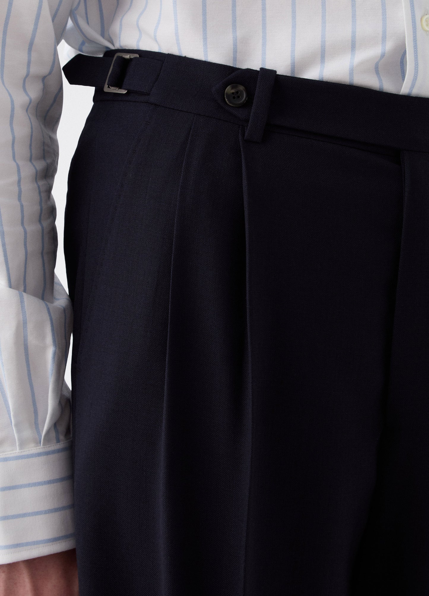 August High Twist Wool Trousers - Navy | Berg & Berg