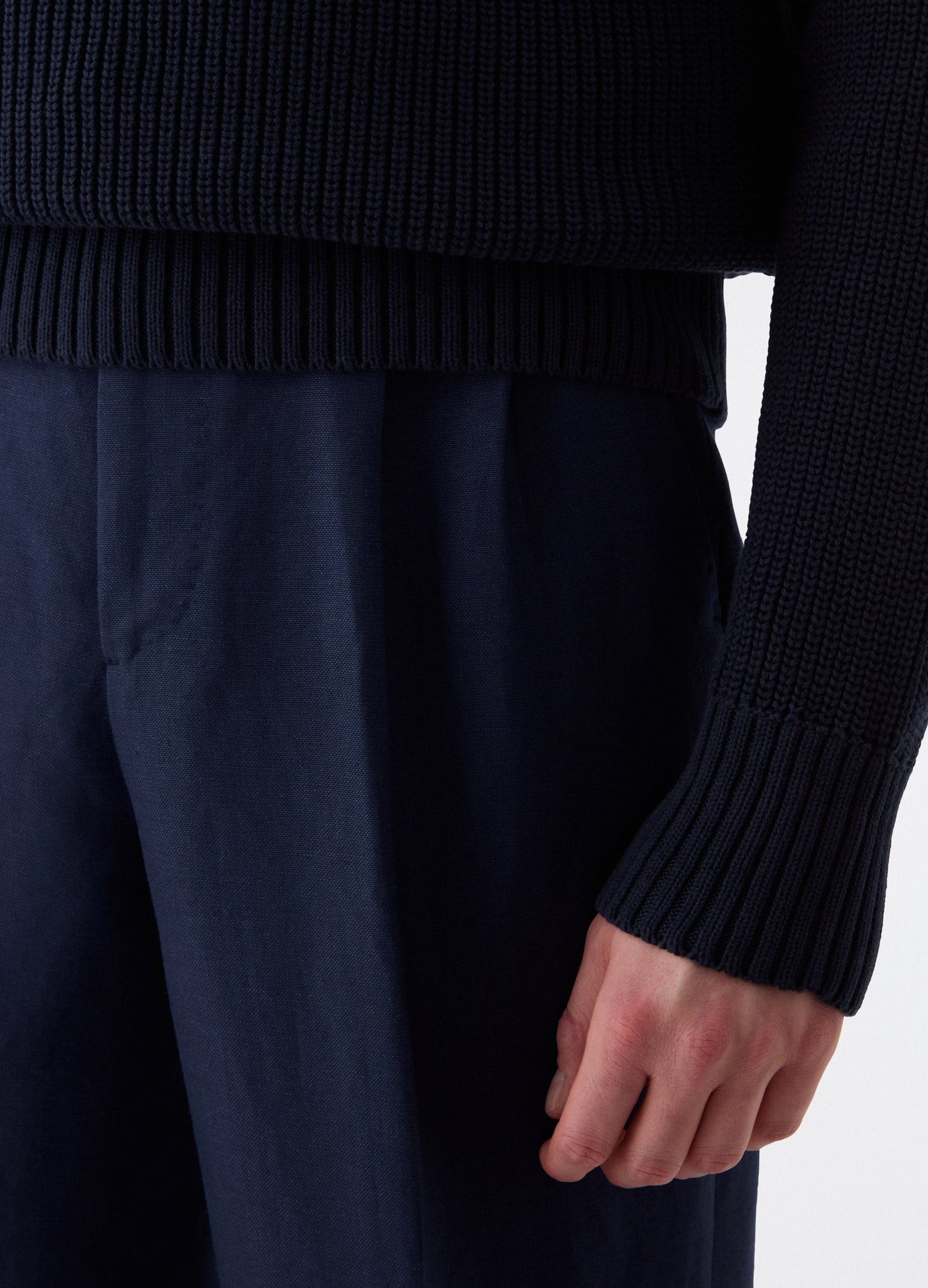 August Wool/Linen Trousers - Navy | Berg & Berg