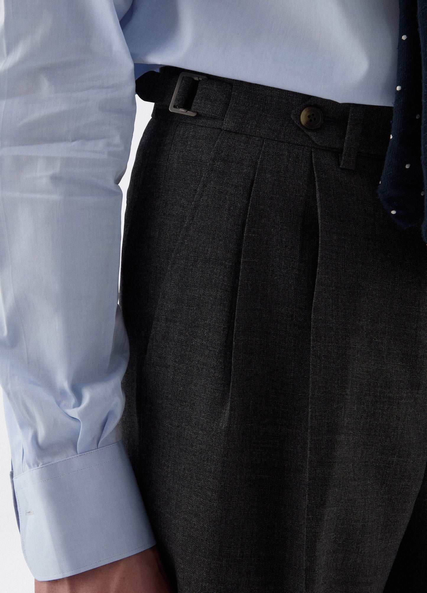 August High Twist Wool Trousers - Mid Grey | Berg & Berg