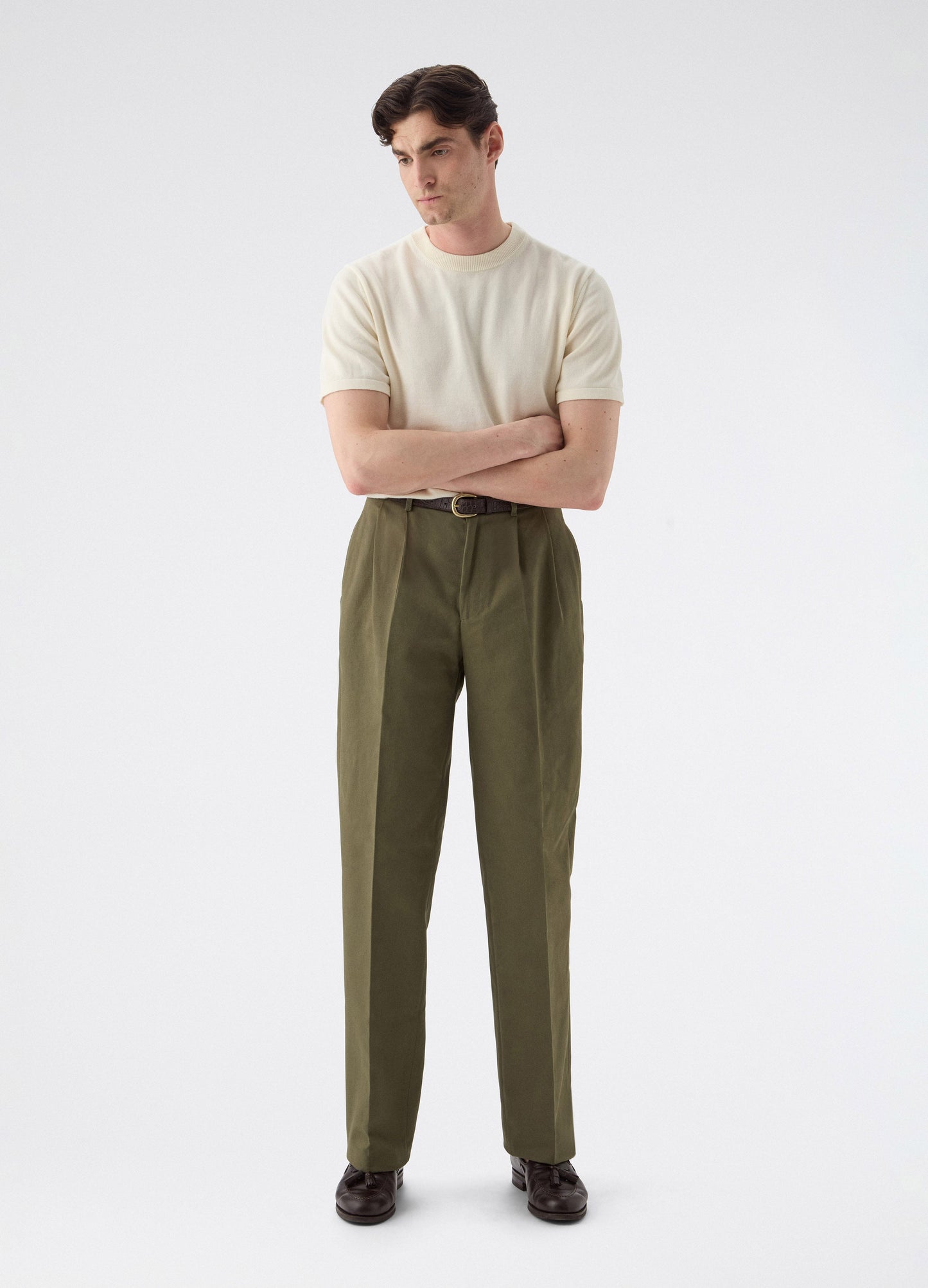 Antonello Cotton Trousers - Olive | Berg & Berg