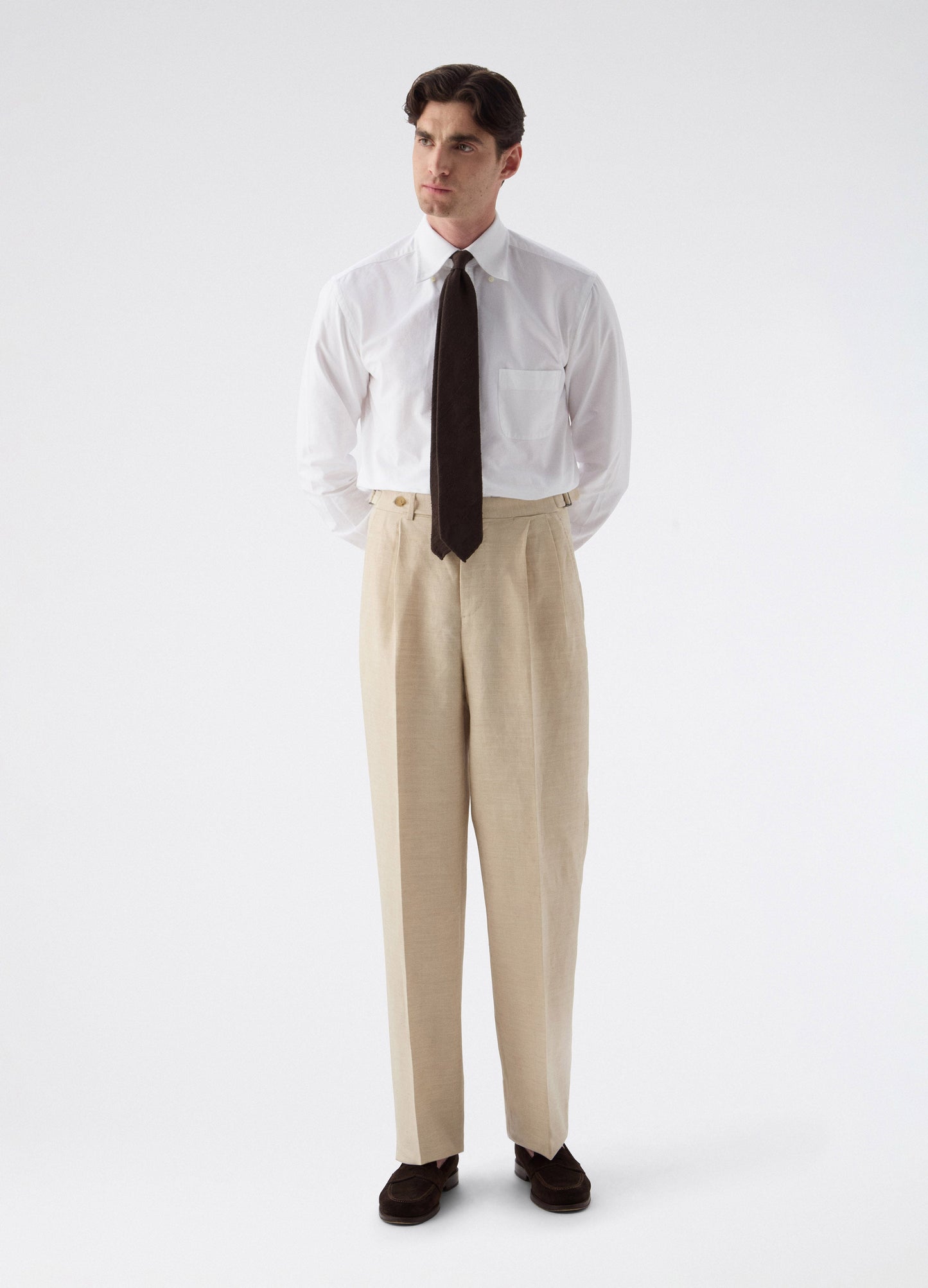 August Wool/Linen Trousers - Sand | Berg & Berg
