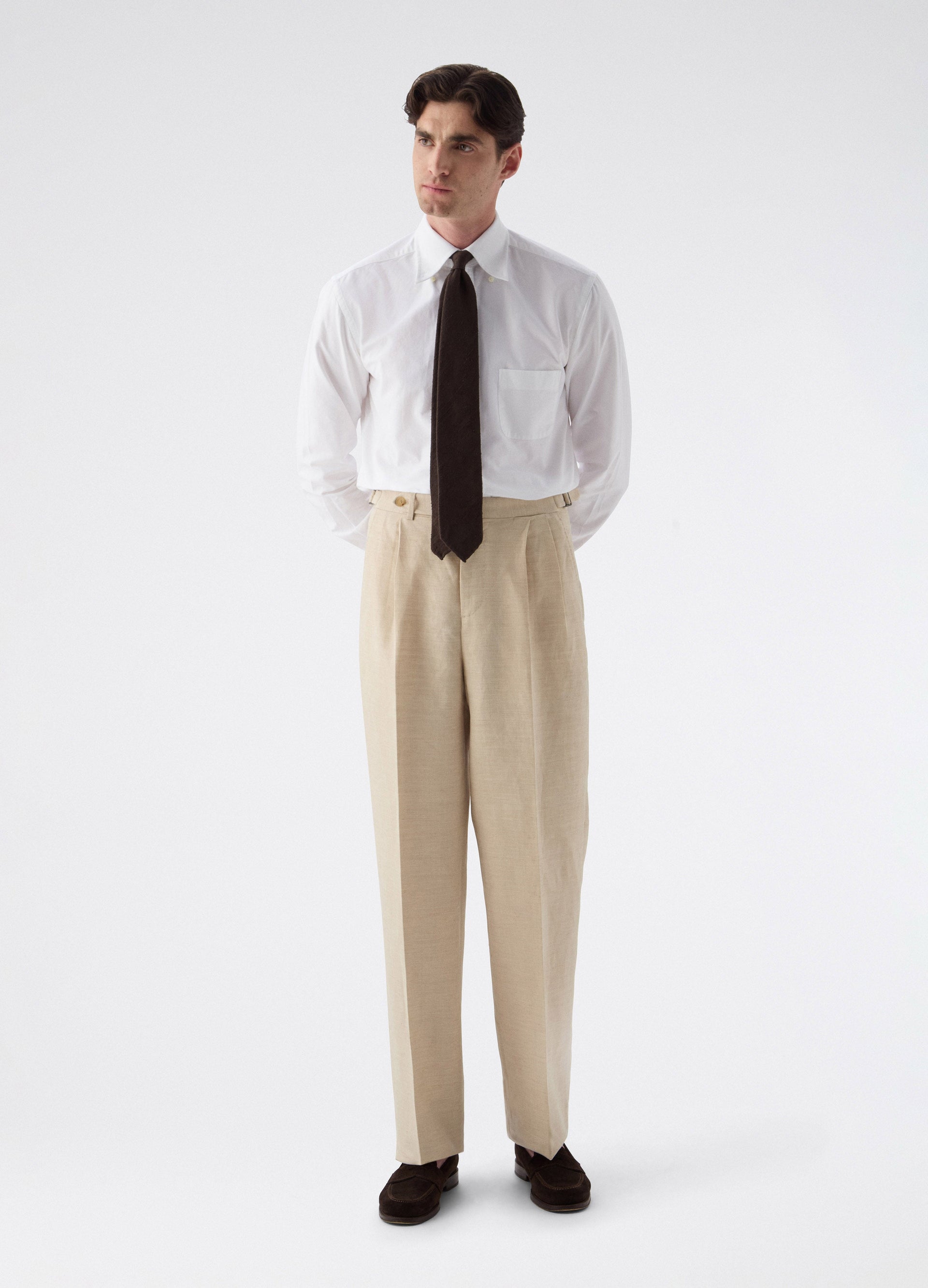 August Wool/Linen Trousers - Sand | Berg & Berg