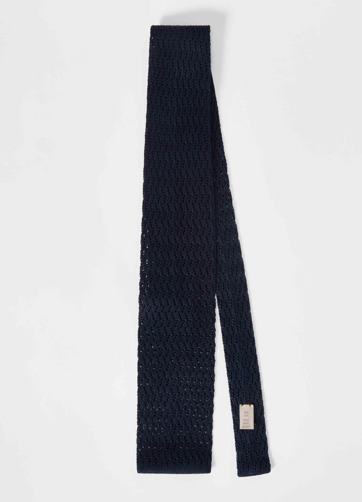 Knitted Zig Zag Tie - Navy | Berg & Berg