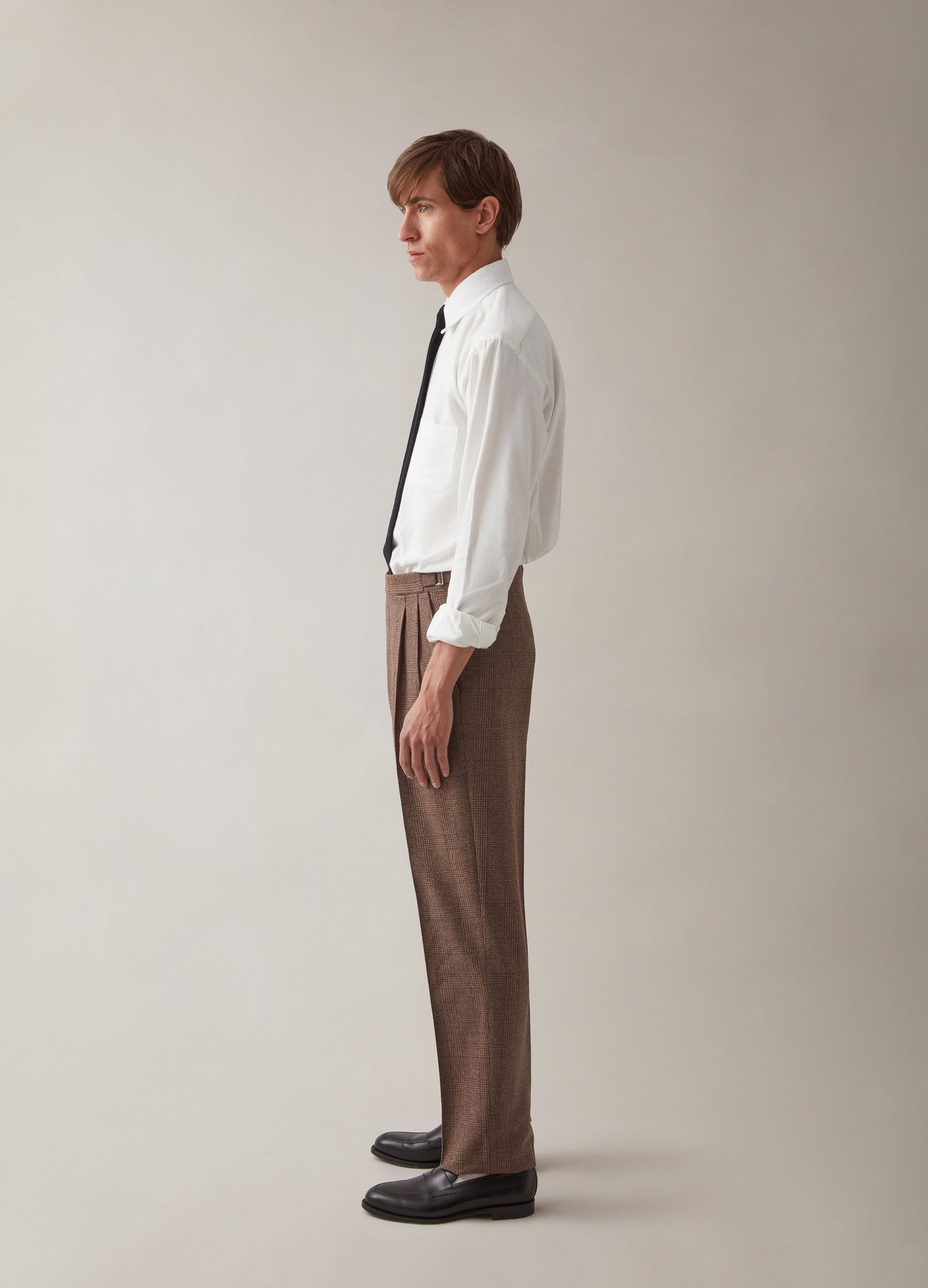 Antonio Glencheck Flannel Trousers - Brown Berg & Berg