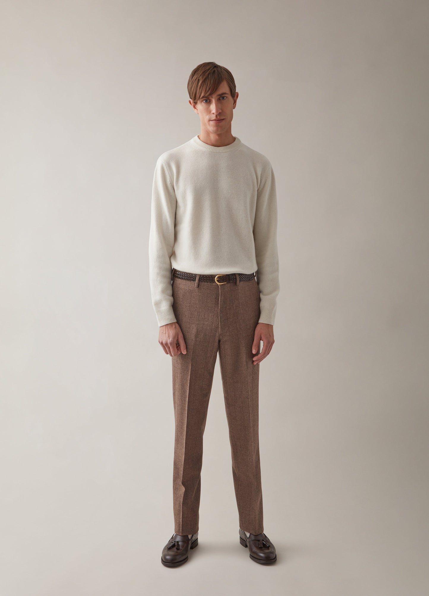 Alf Glencheck Flannel Trousers - Brown Berg & Berg