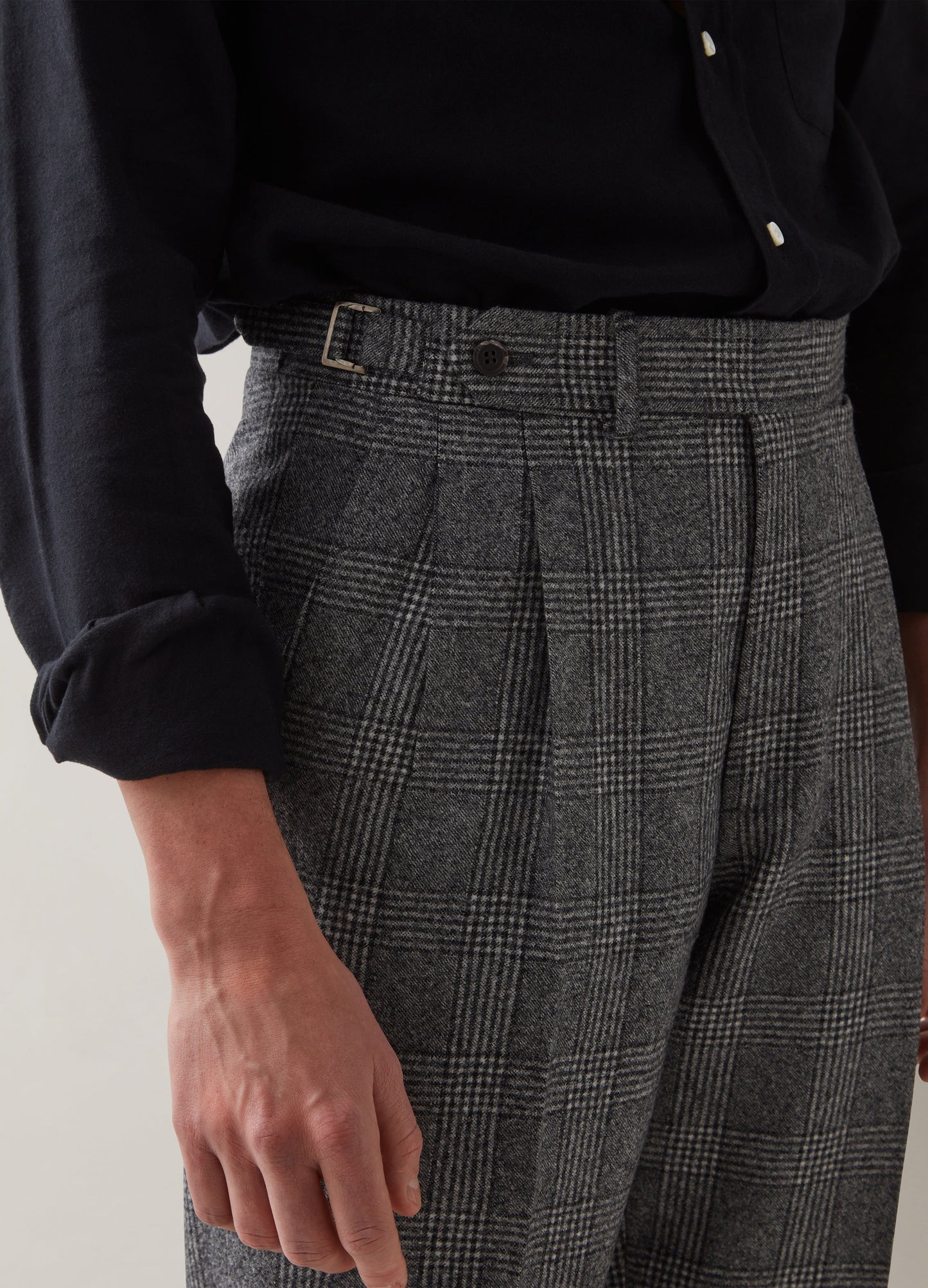 Antonio Glencheck Flannel Trousers - Grey Berg & Berg