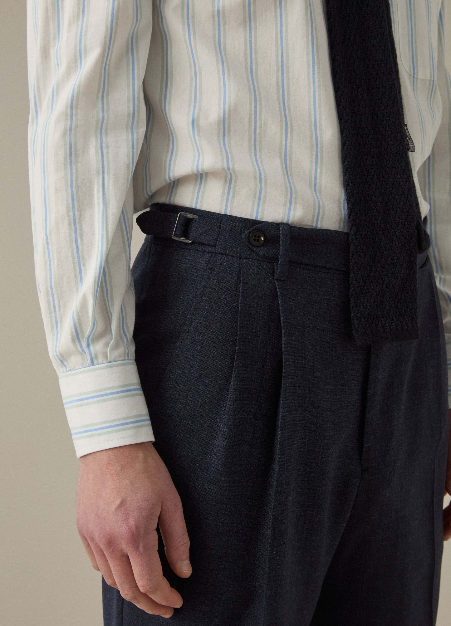 Antonio High Twist Wool Trousers - Air Force Blue Berg & Berg