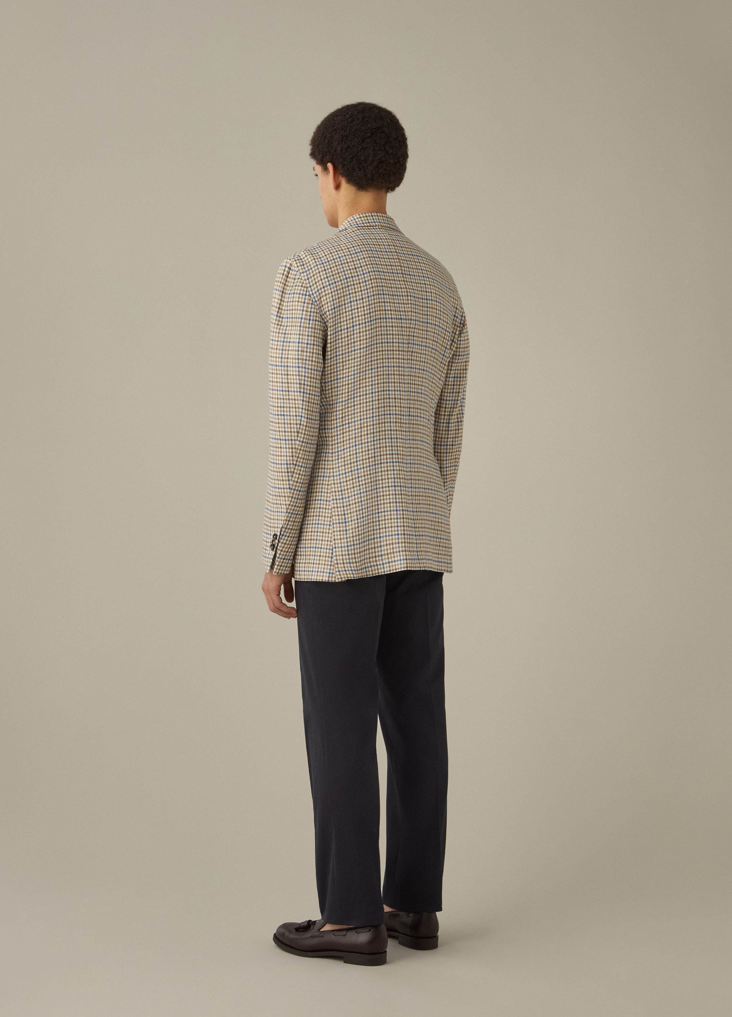 Don Sport Linen Gunclub Jacket - Beige/Blue Berg & Berg