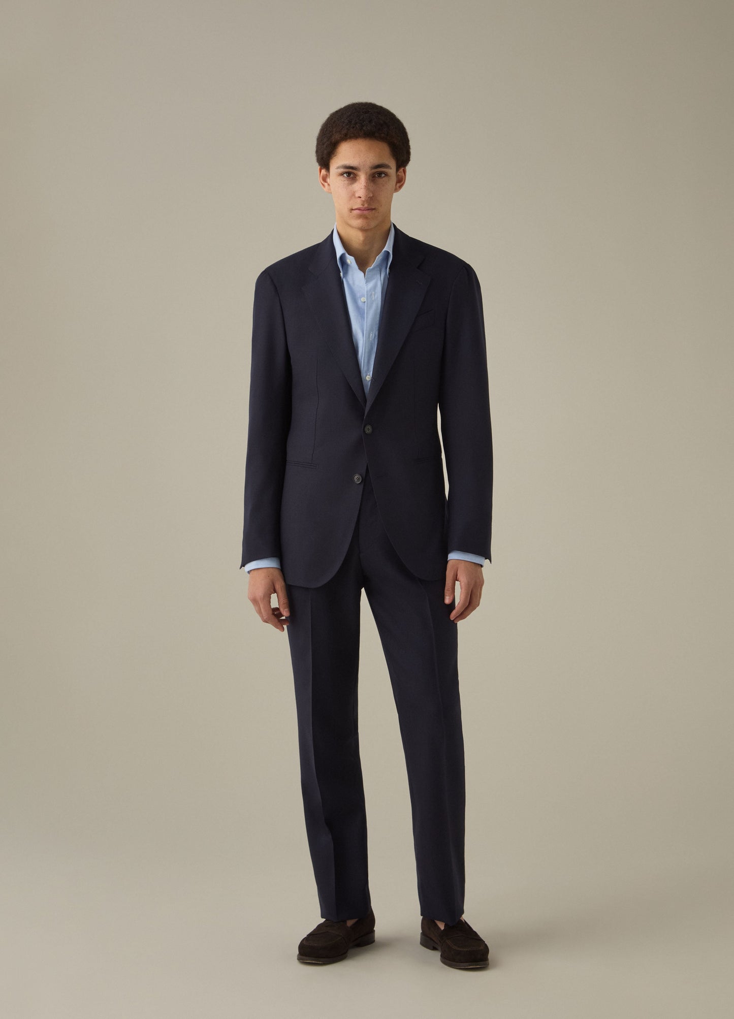 Alfie High Twist Wool Trousers - Navy Berg & Berg