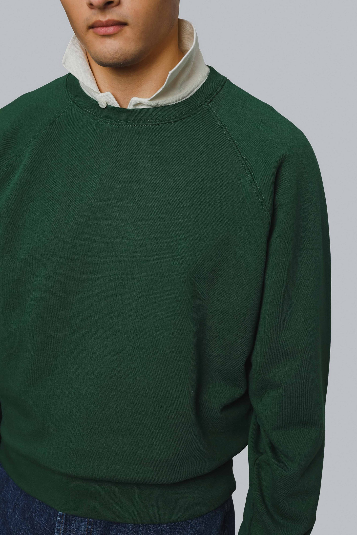 Tommy Crew Neck Raglan Sweatshirt - Dark Green Berg & Berg