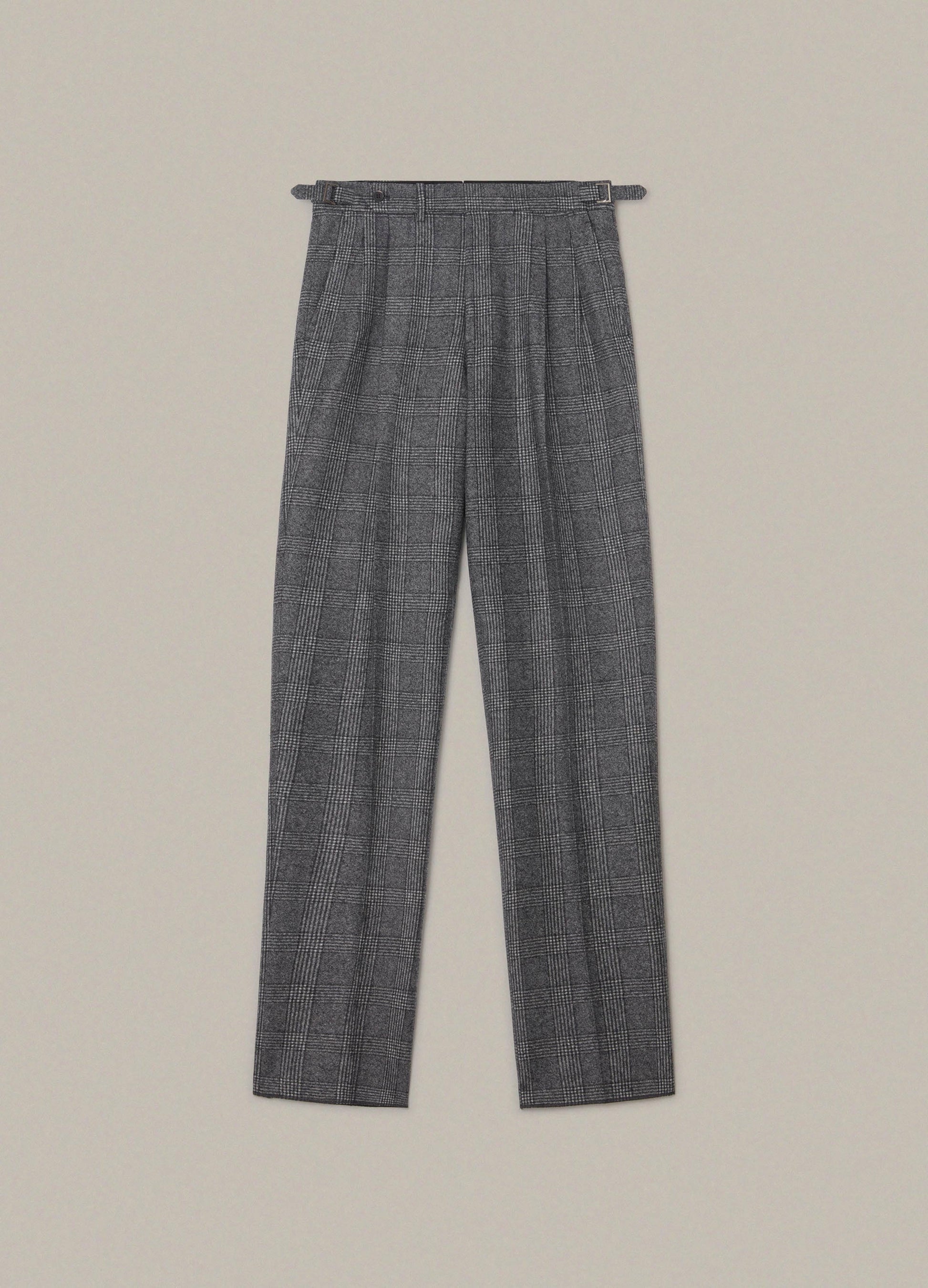 Antonio Glencheck Flannel Trousers - Grey Berg & Berg