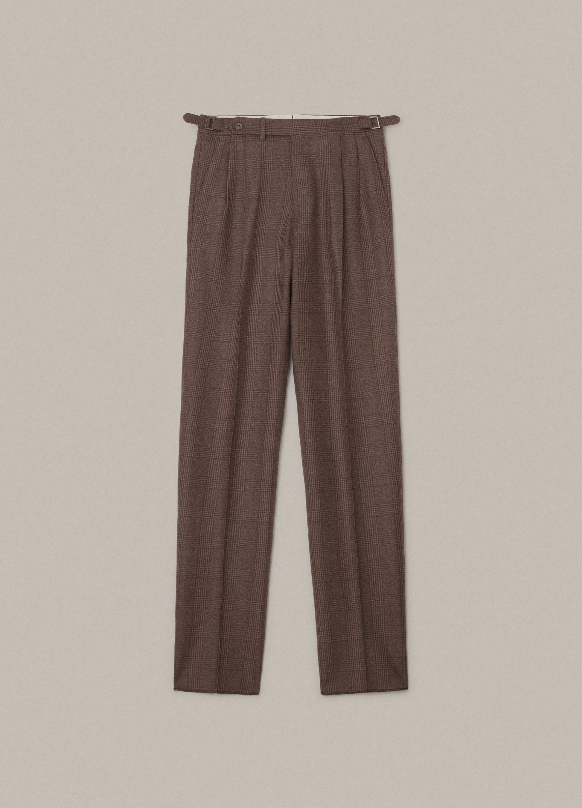 Antonio Glencheck Flannel Trousers - Brown Berg & Berg
