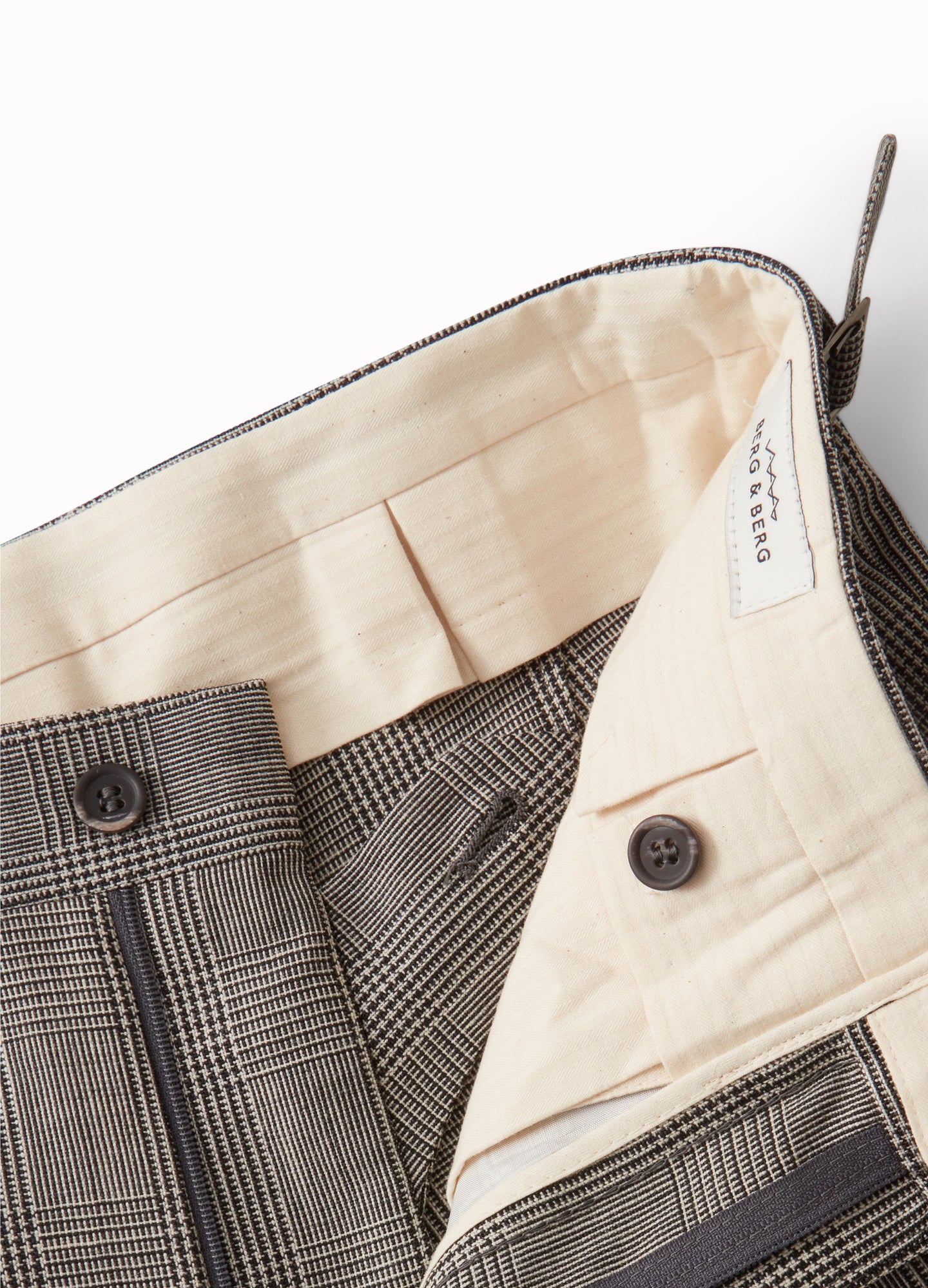 Antonio Checked Wool Trousers - Black/Cream Berg & Berg