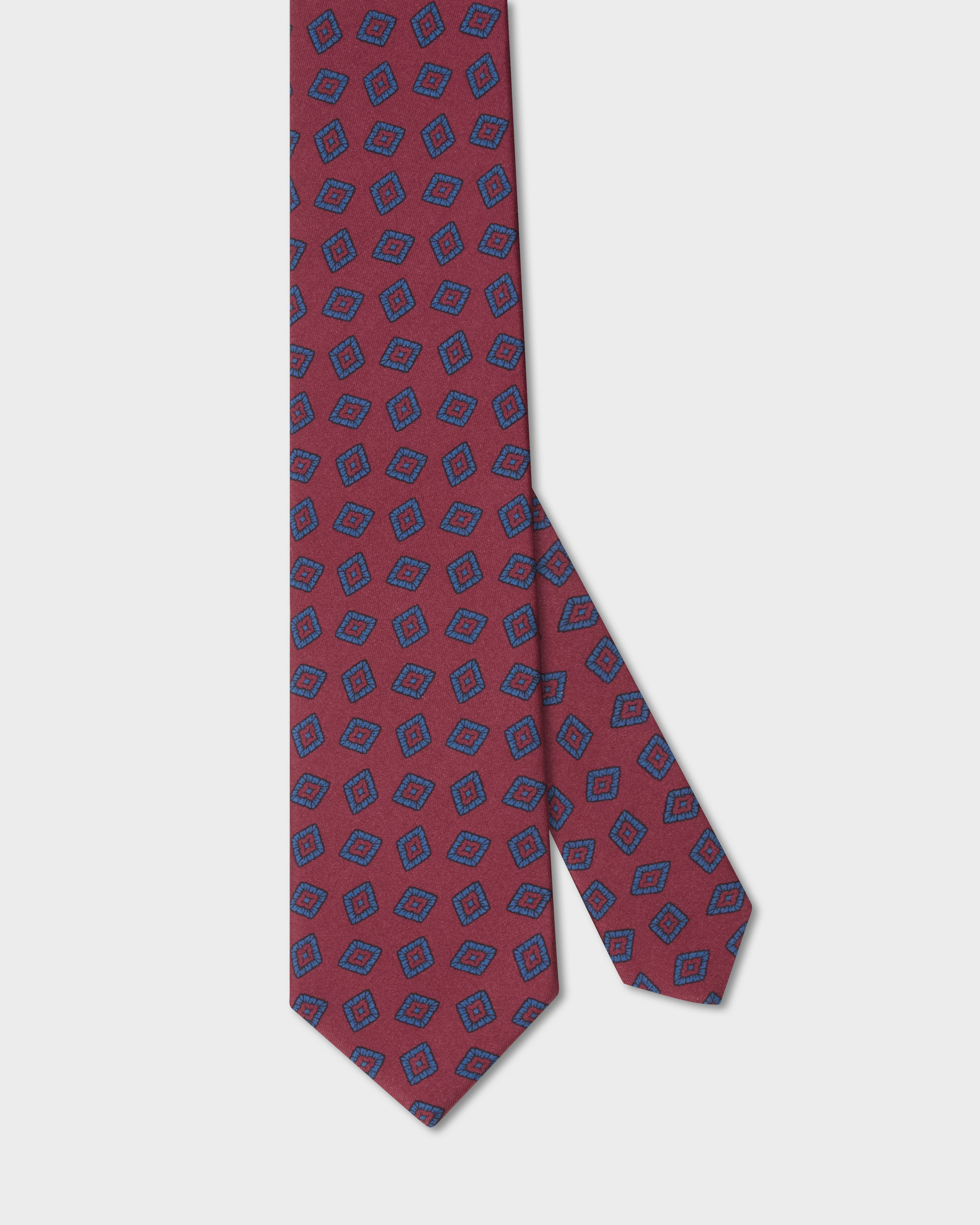 Printed Silk Tie - Burgundy Berg & Berg