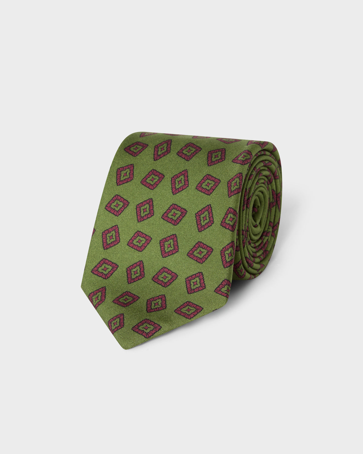 Printed Silk Tie - Green Berg & Berg