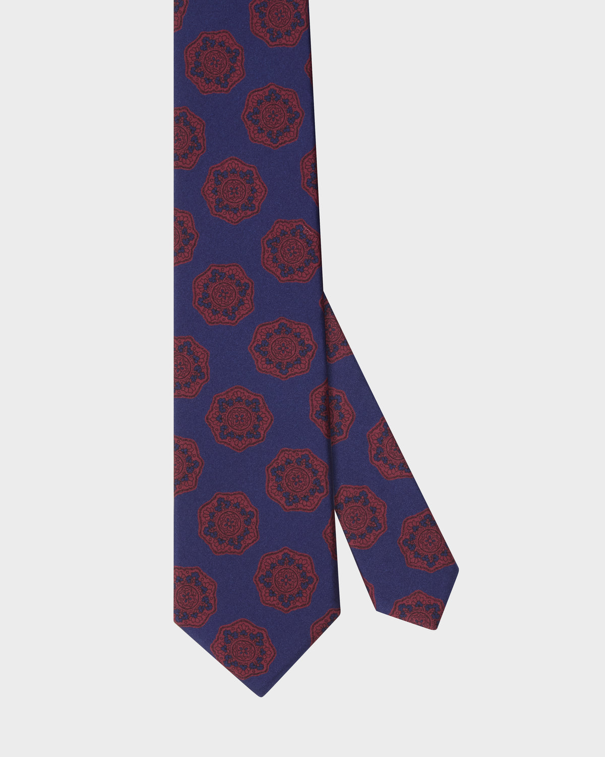 Printed Silk Tie - Navy Berg & Berg
